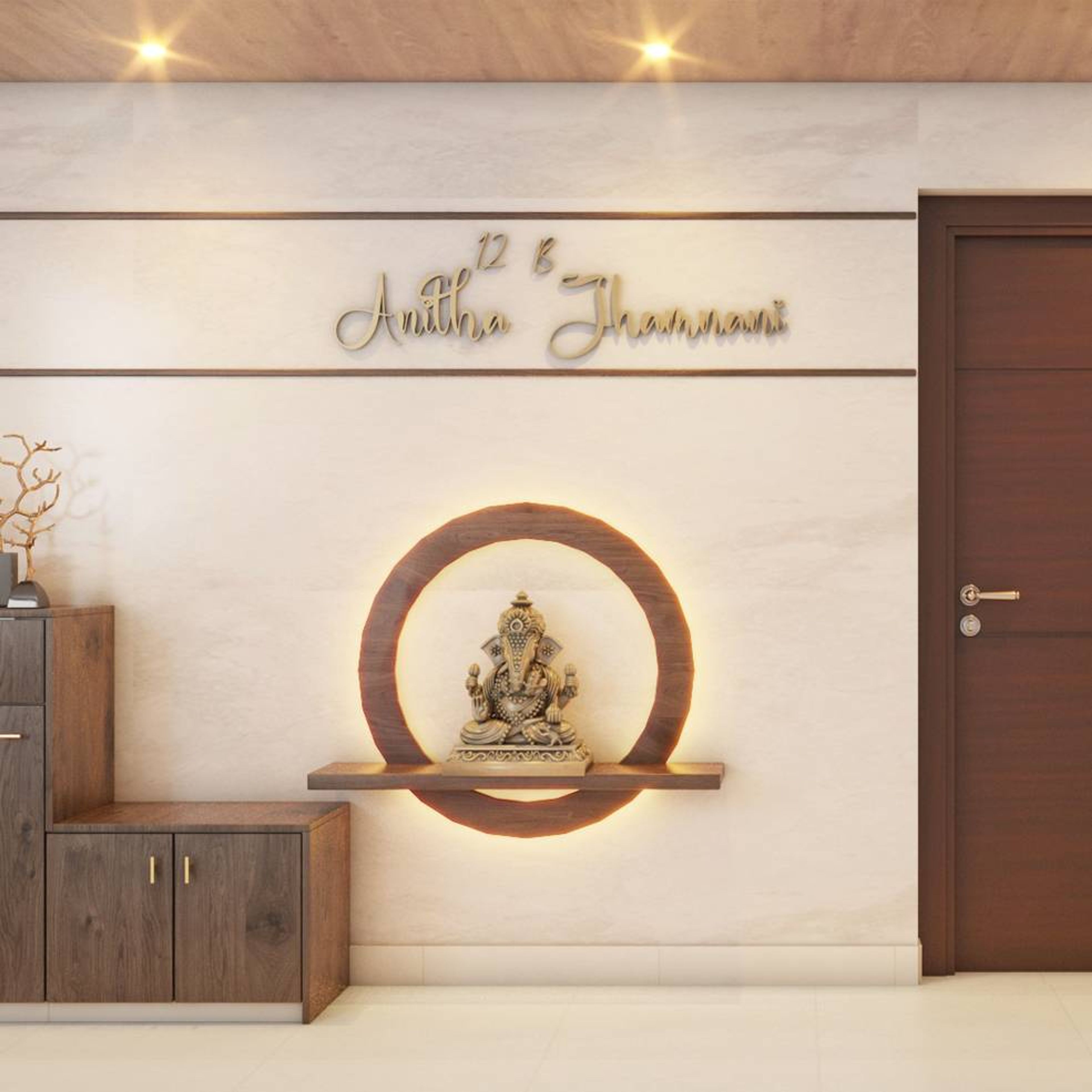 Modern Warm Toned Spacious Foyer Design