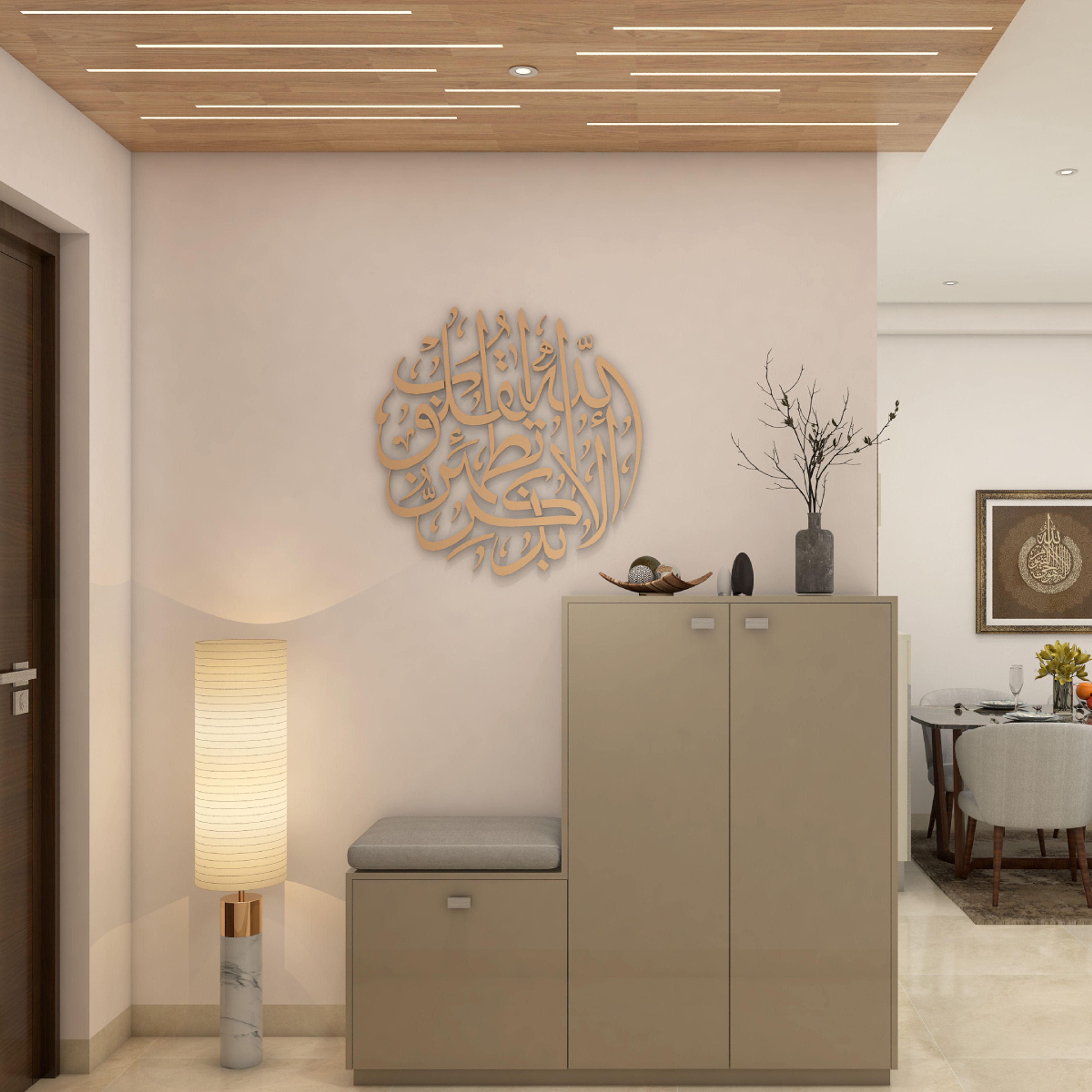 Contemporary Foyer Design With Beige Storage Unit