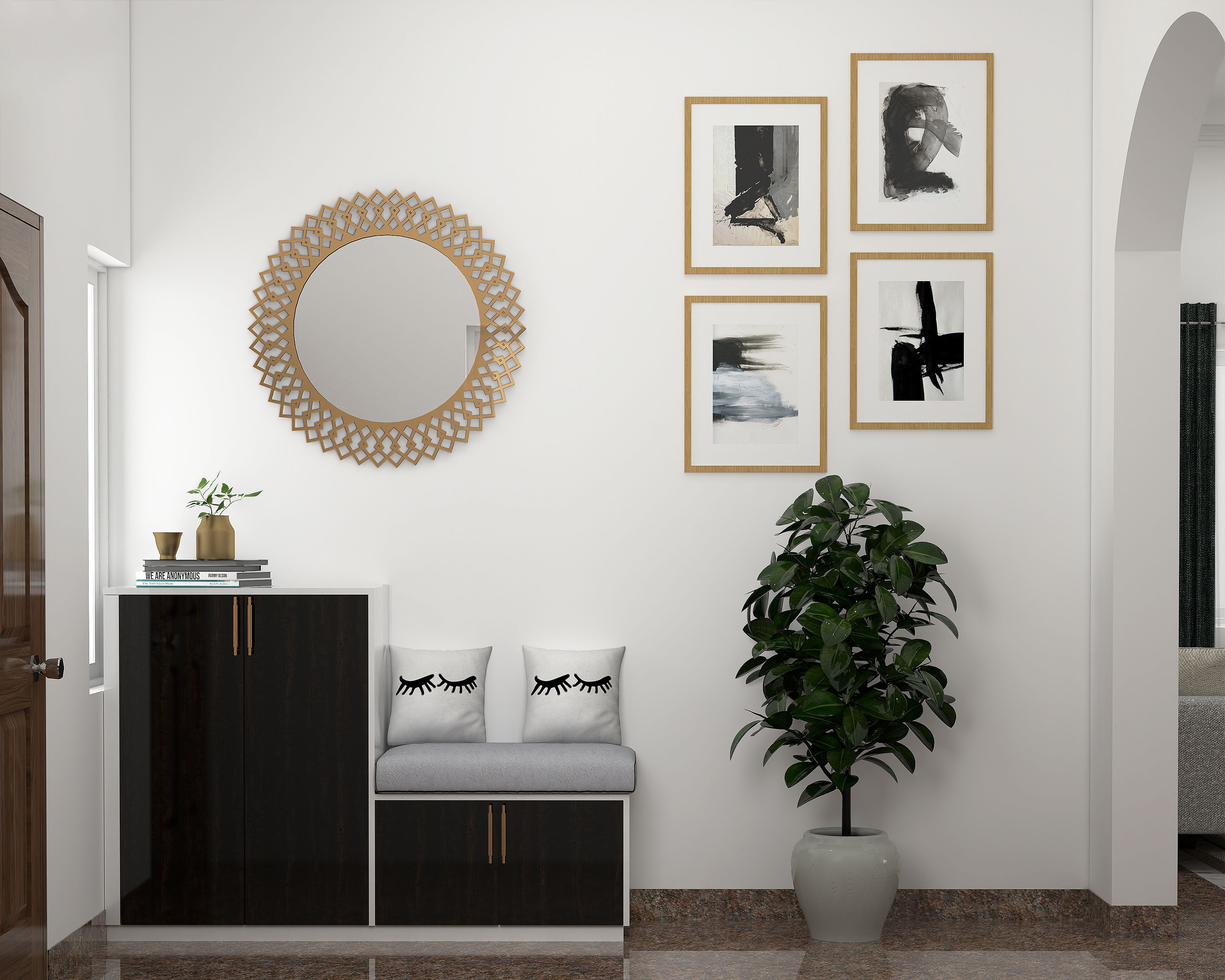 Contemporary Navy-Blue Foyer Design - Livspace