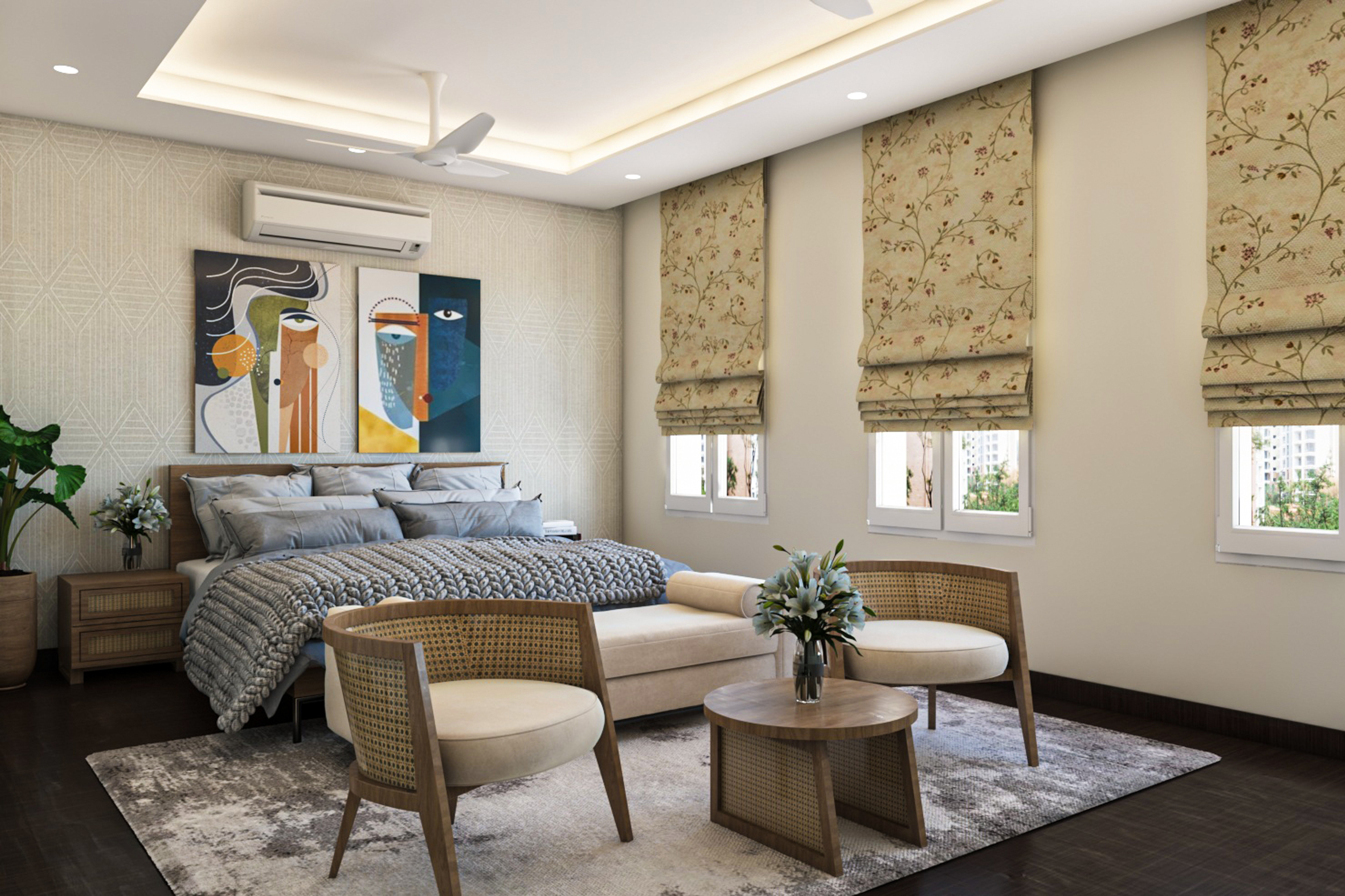 Contemporary Guest Bedroom Design With Art Frames