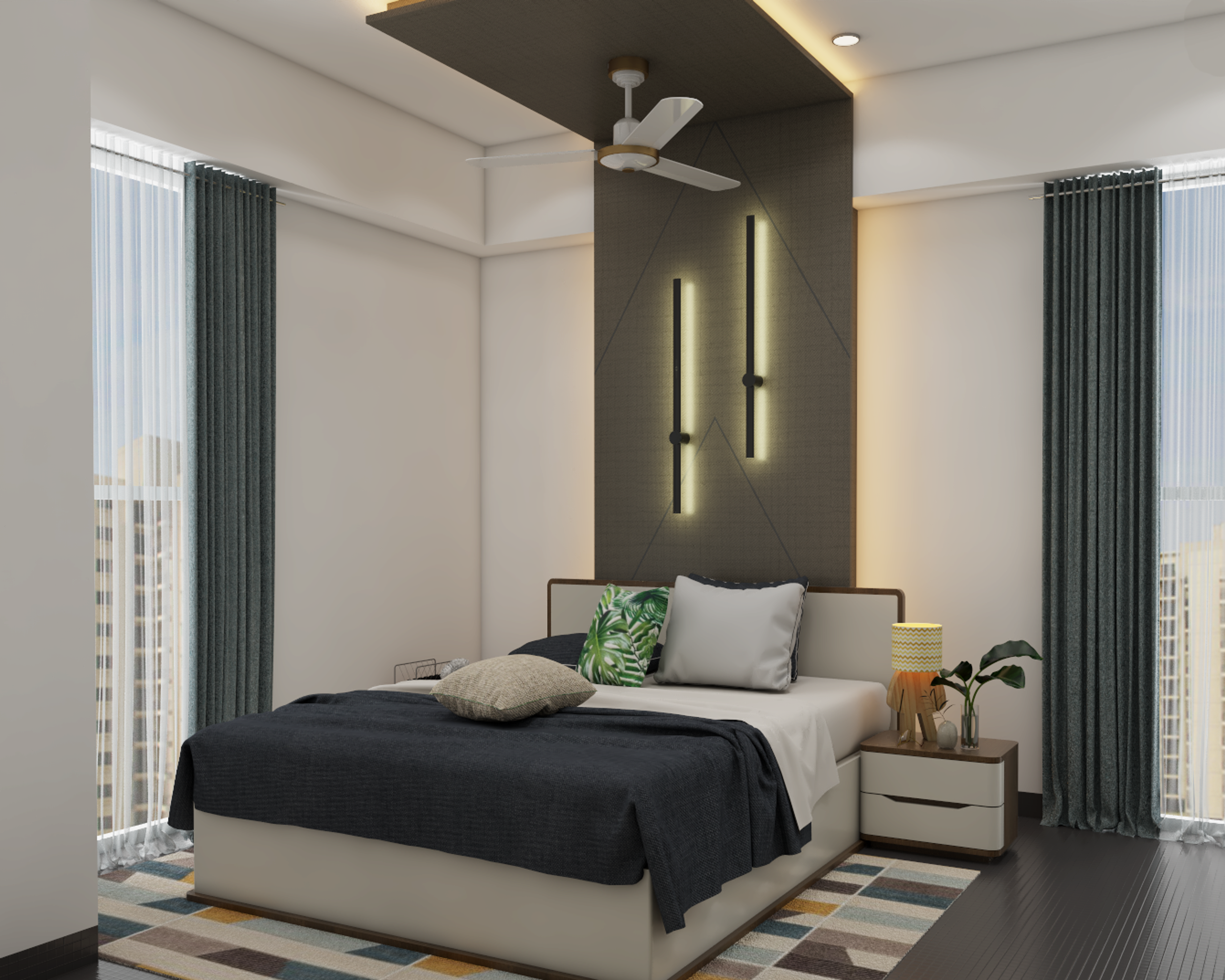 Modern Compact Guest Bedroom Design With Cosy Decor