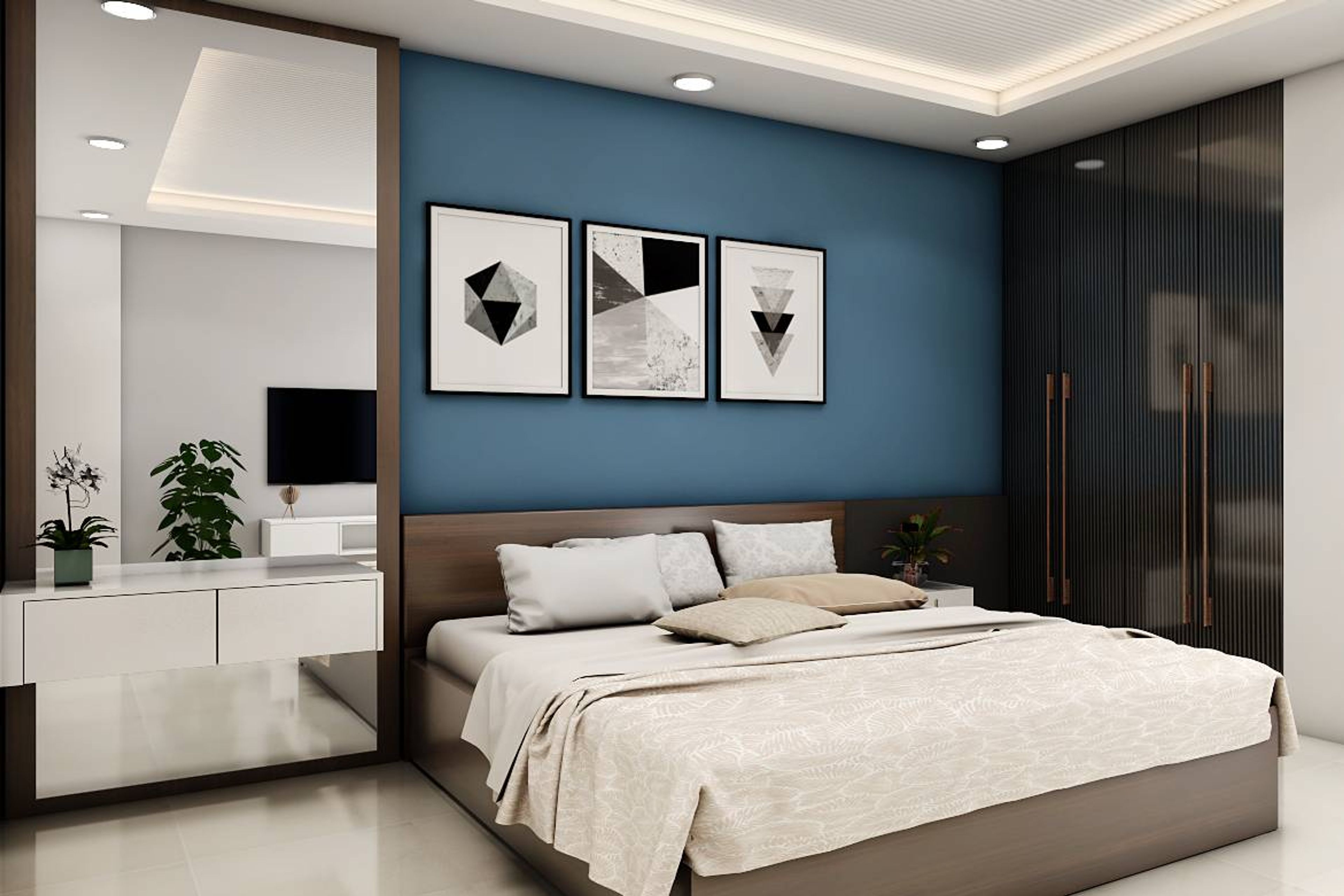 Contemporary Guest Bedroom Design With Double Bed