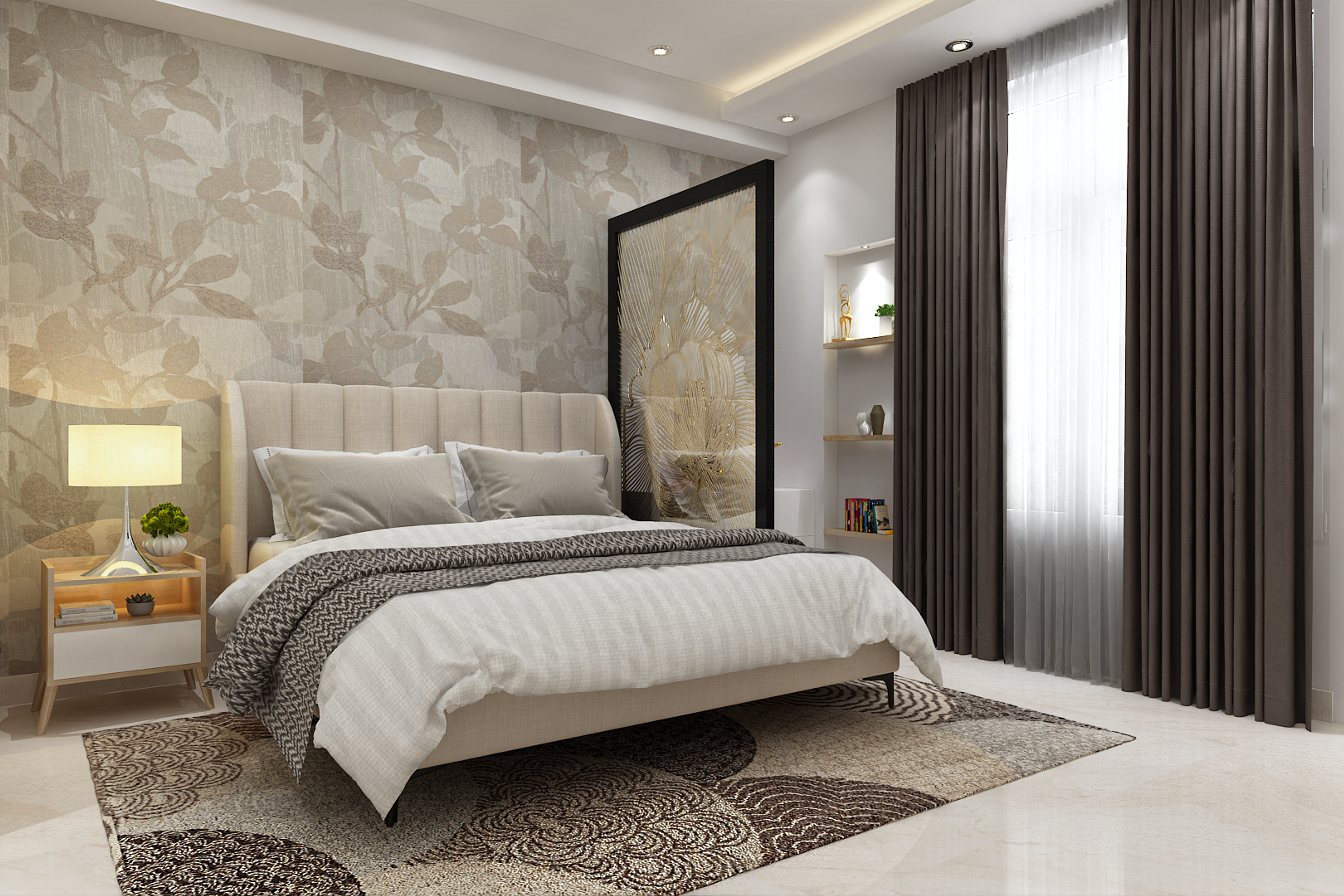 Contemporary Neutral-Toned Guest Bedroom Design