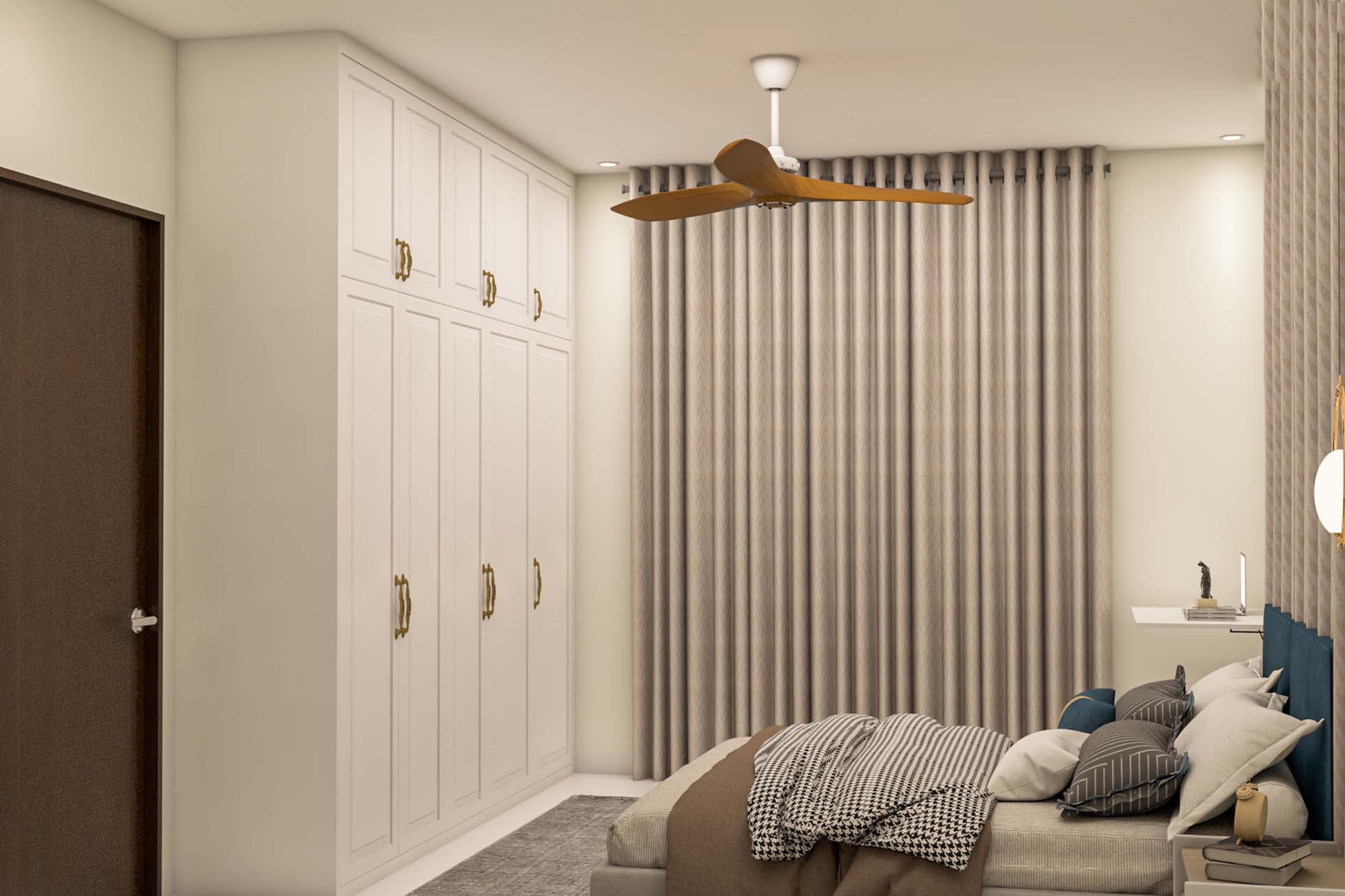 Contemporary Guest Bedroom Design With White Wardrobe