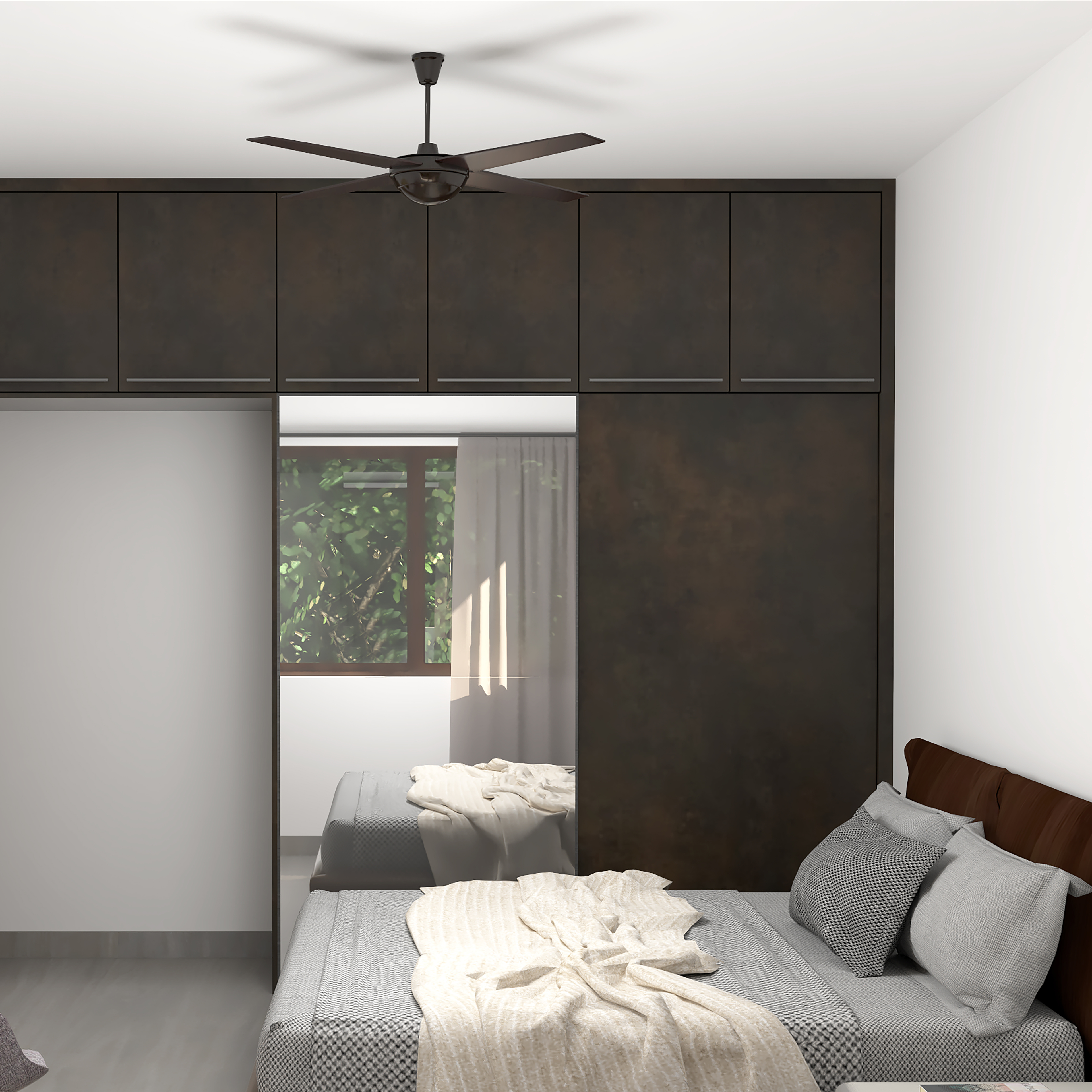 Modern Guest Bedroom Design With Wardrobe And Loft