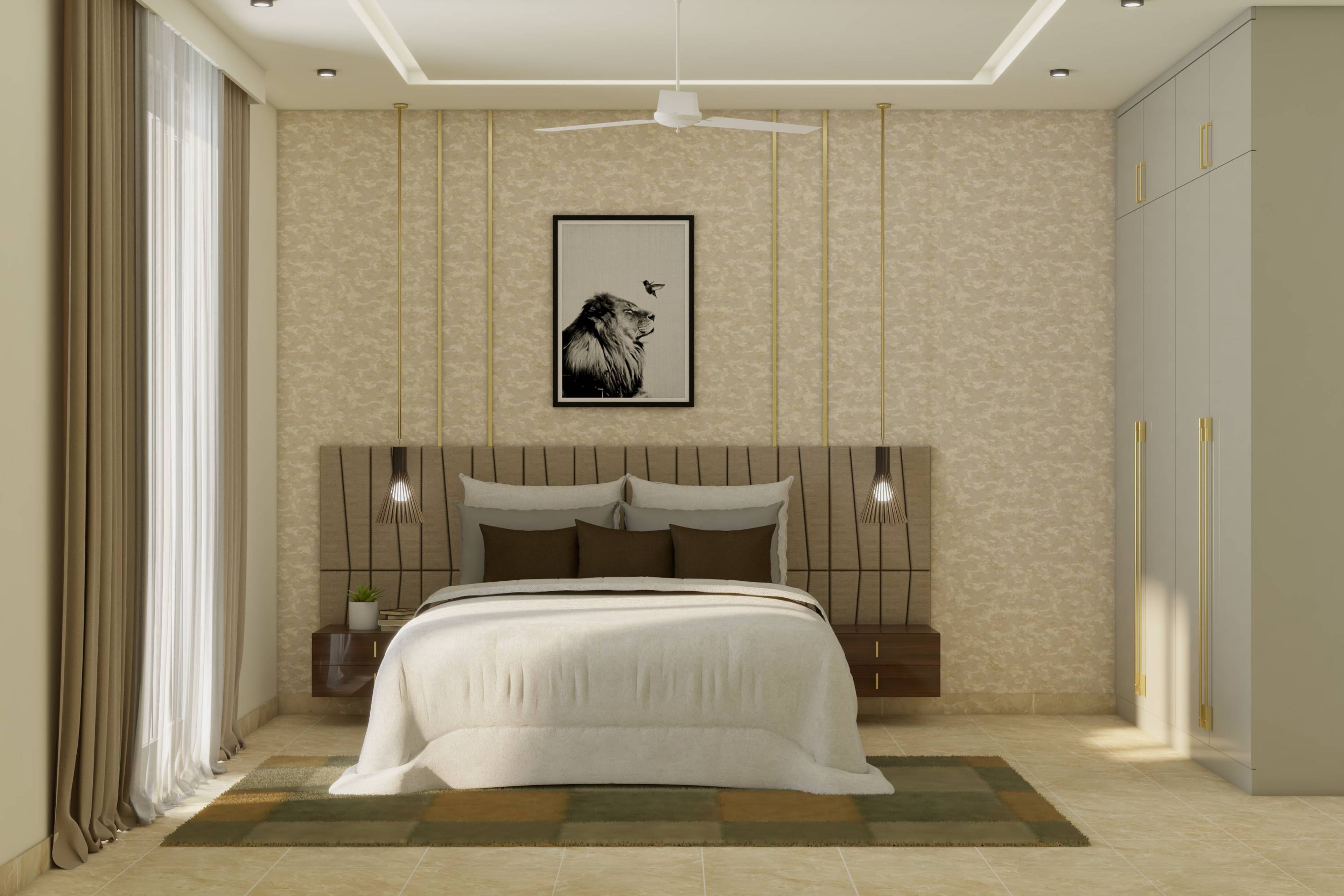 Contemporary Guest Bedroom Design With Double Bed