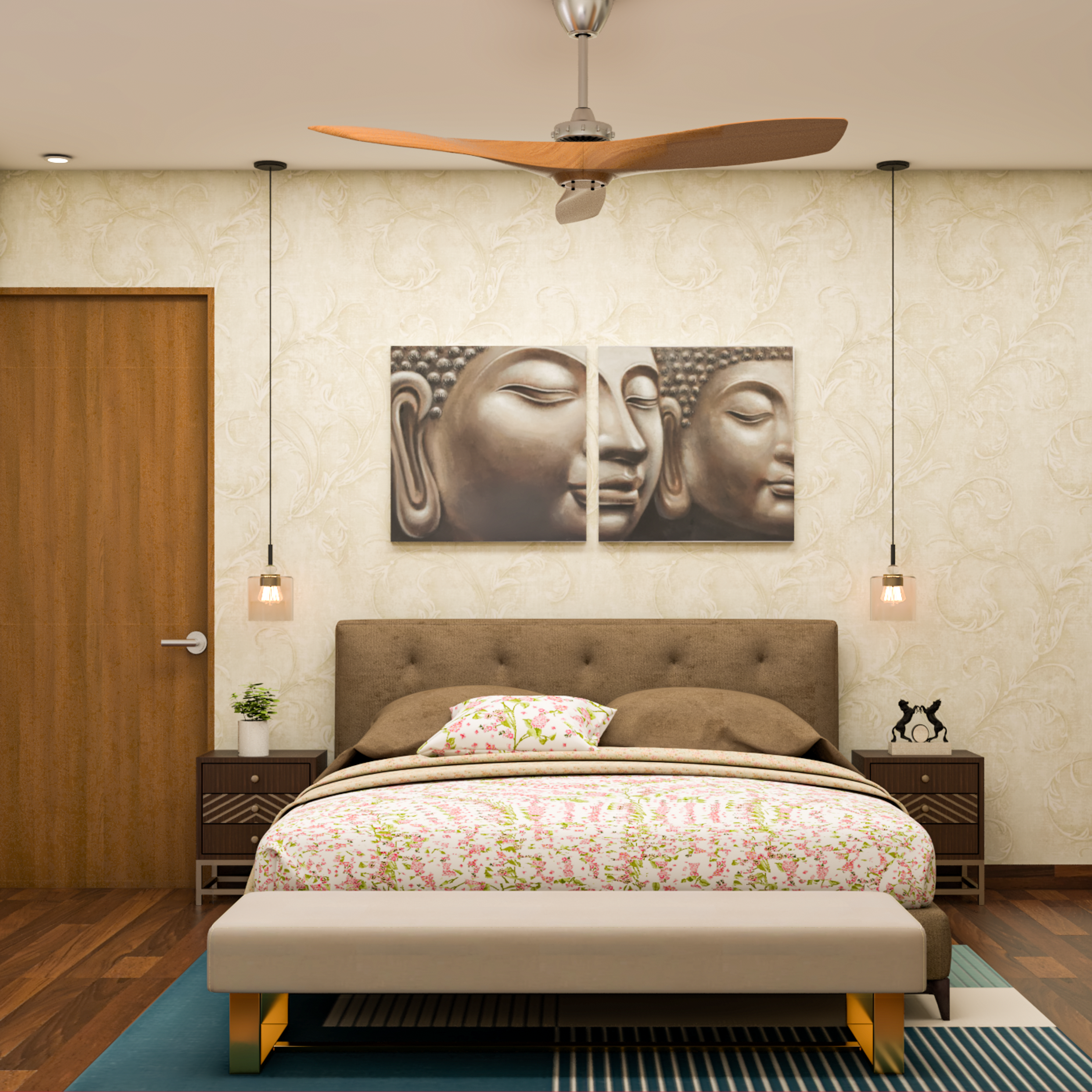 Guest Bedroom Interior Design With Brown Theme