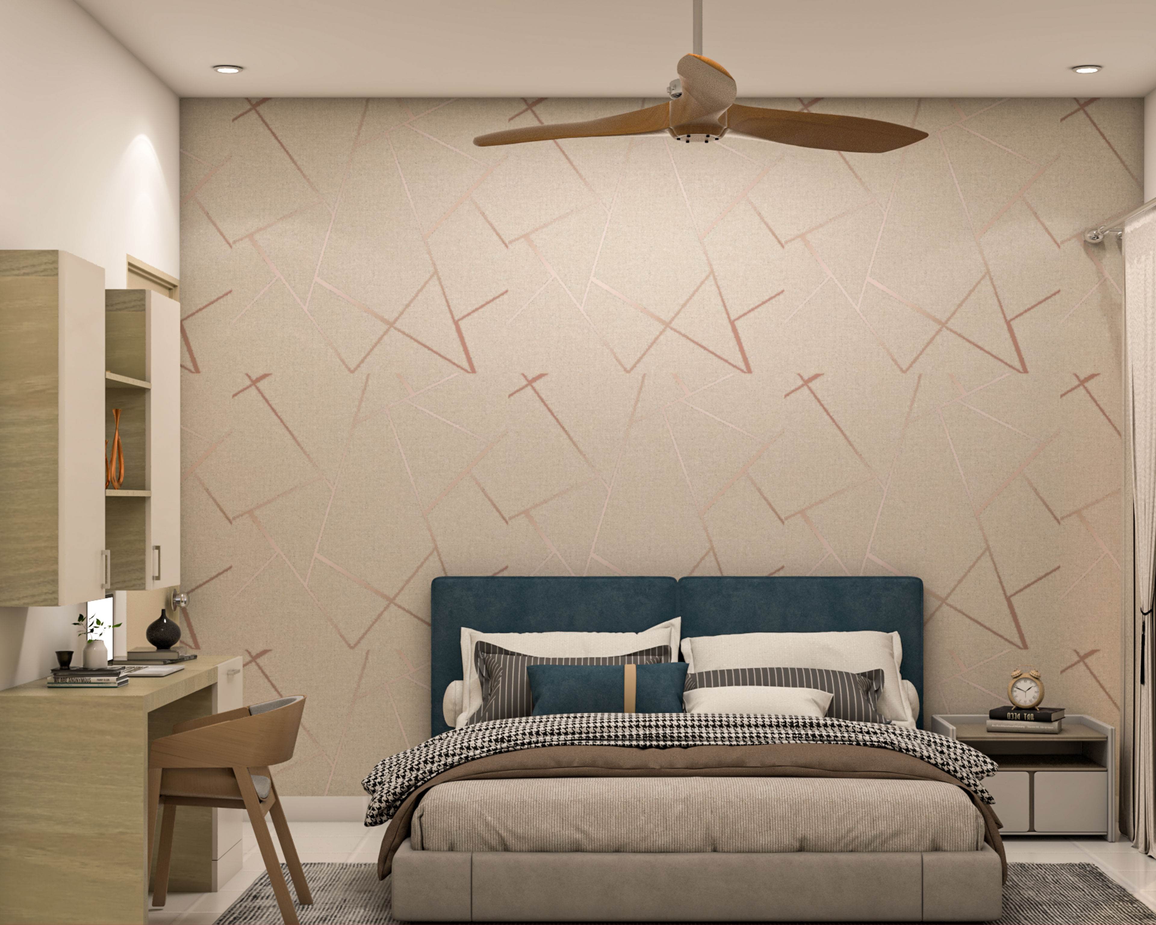 Modern Spacious Guest Bedroom Design With Study Table