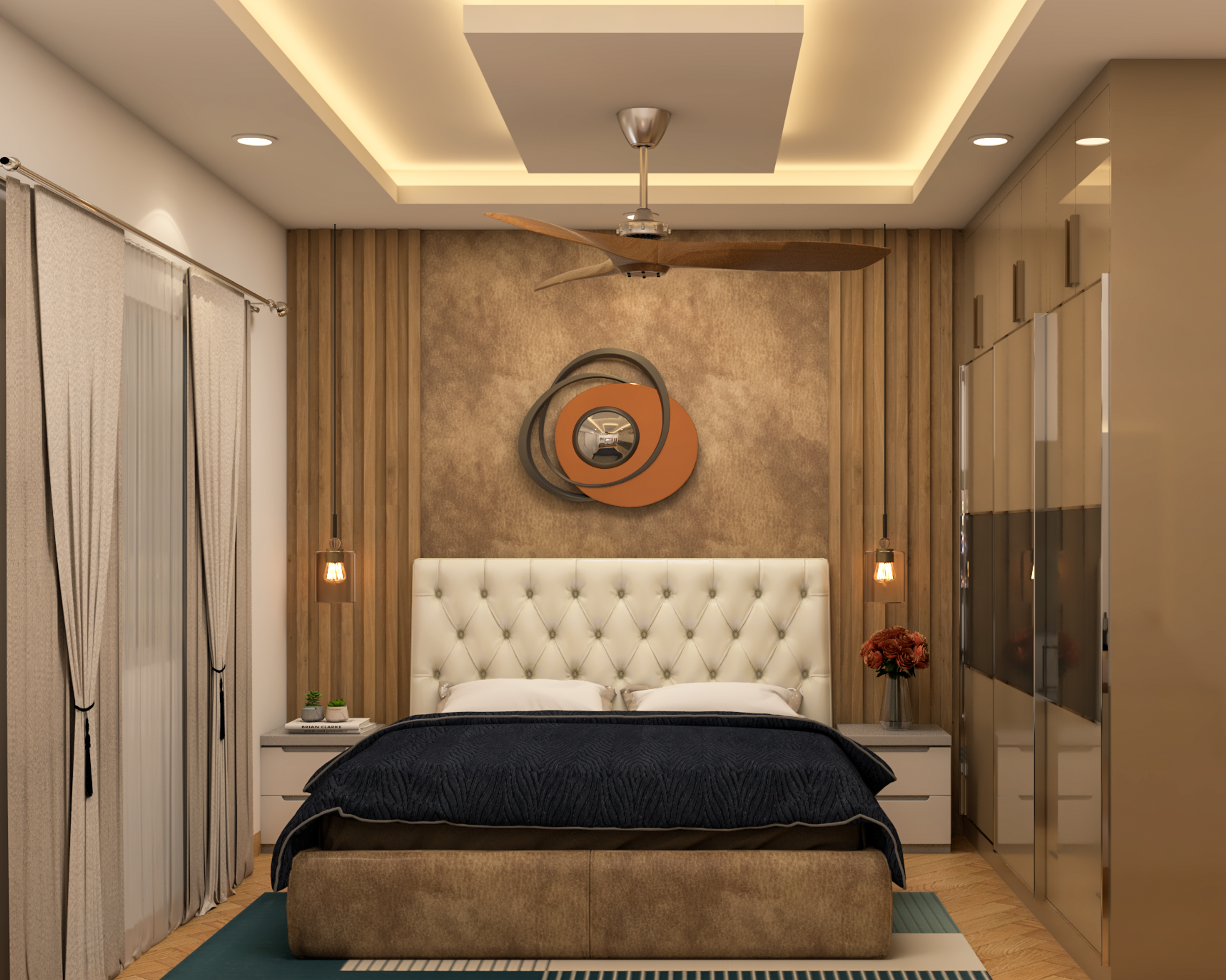 Compact Modern Style Guest Bedroom Design With Wooden Flooring