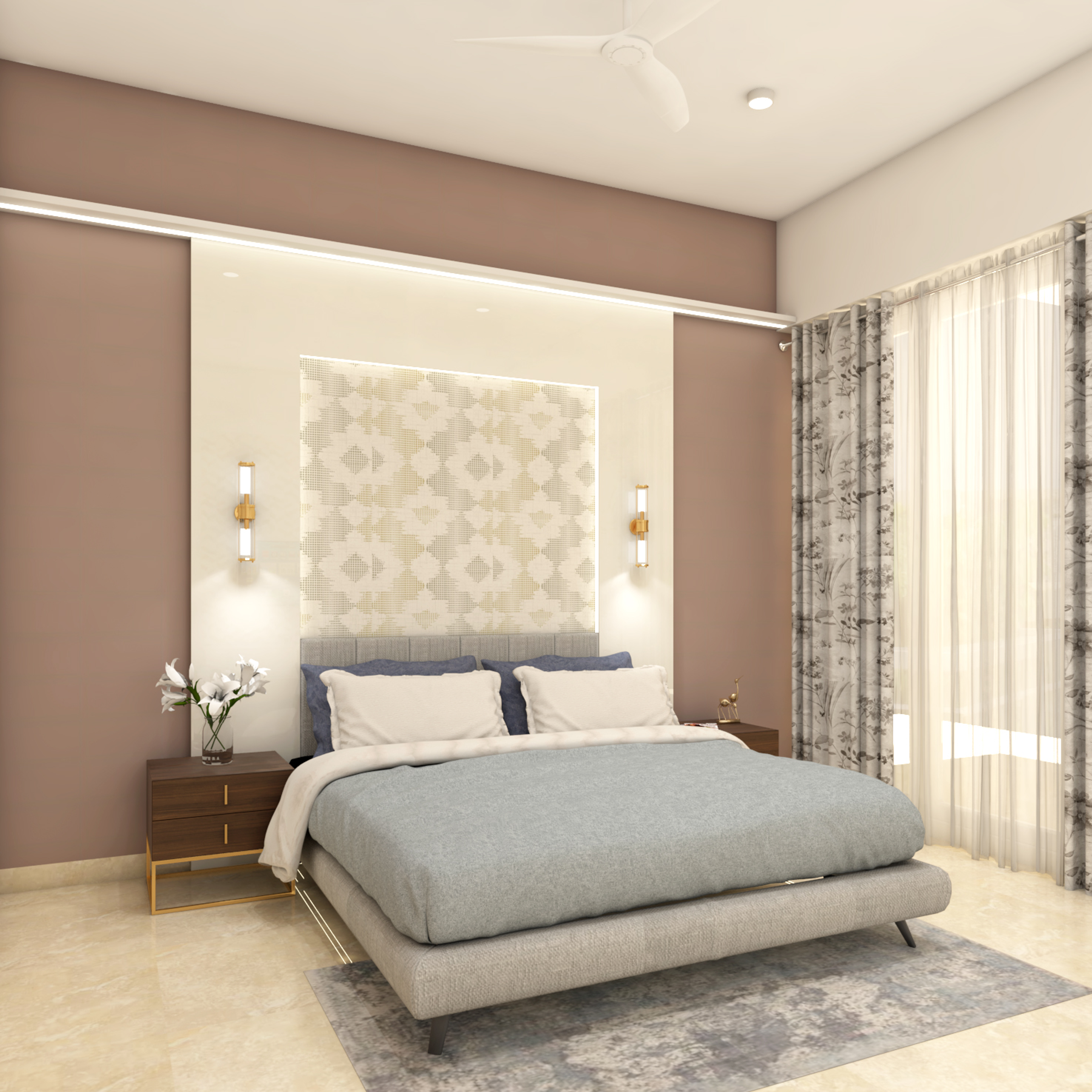 Modern Style Beige Guest Bedroom Design