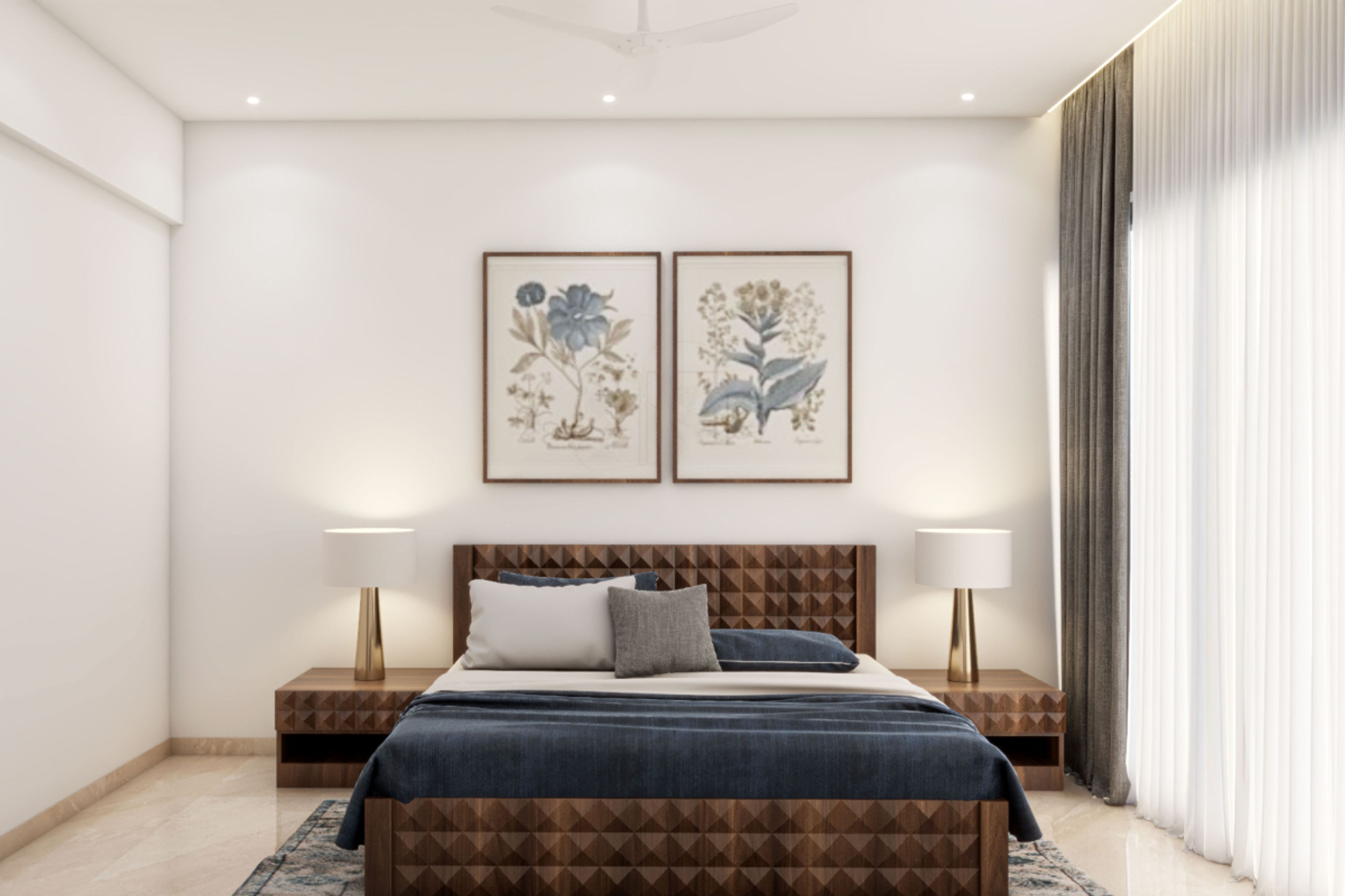 Spacious Guest Bedroom Design With Wooden Bed