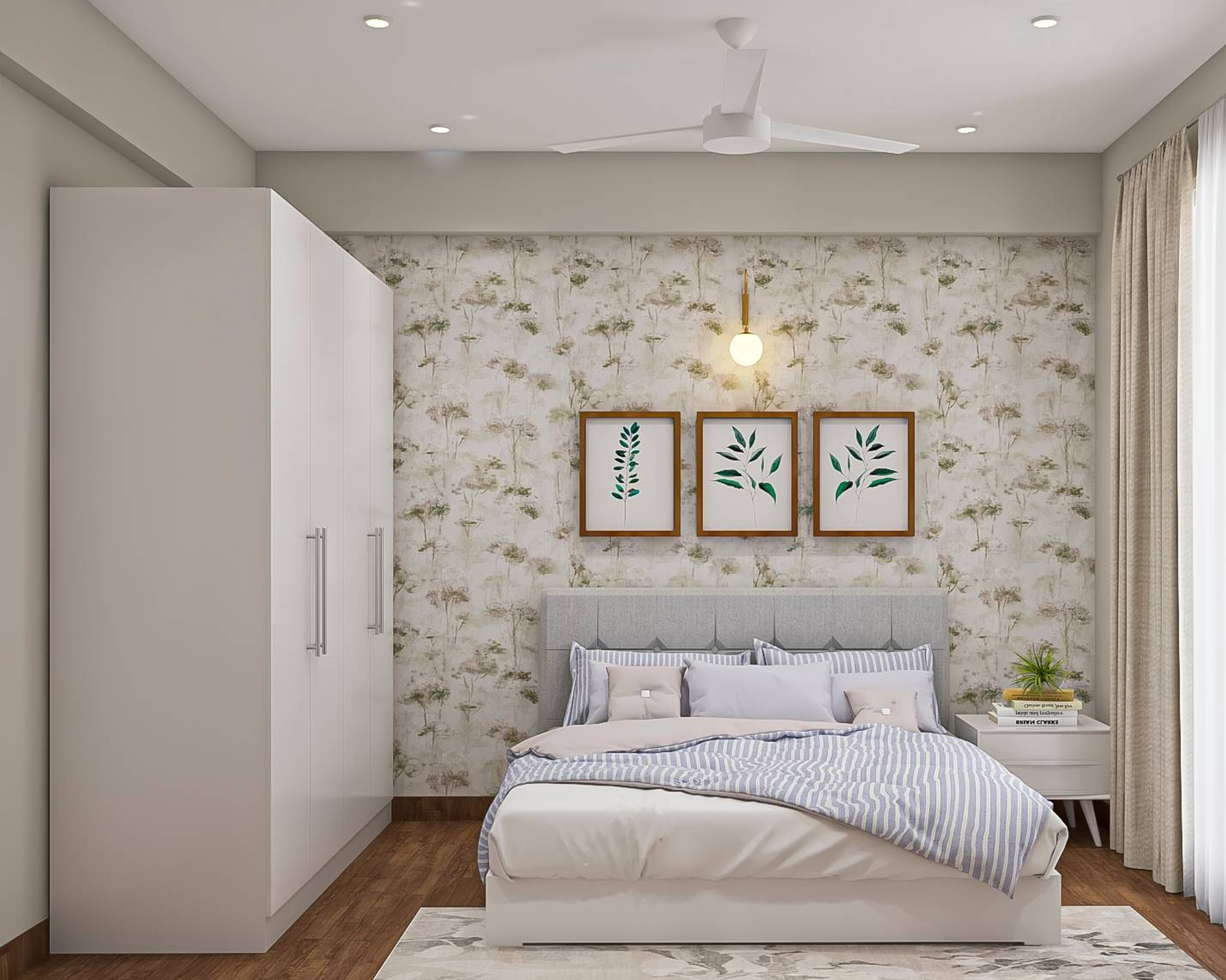 White Themed Guest Bedroom Design With Modern Interiors