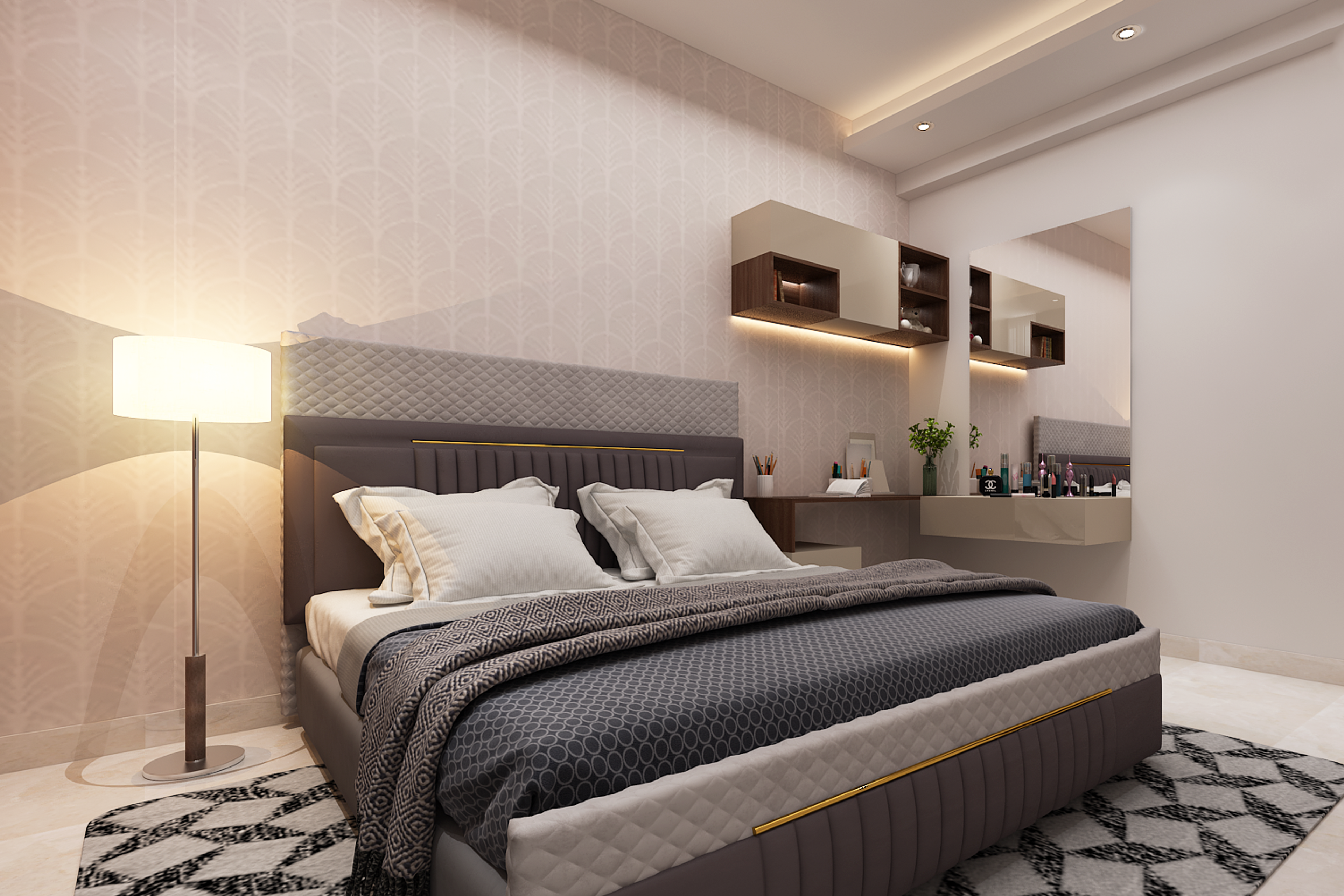 Contemporary Themed Guest Bedroom Design With Grey Tones