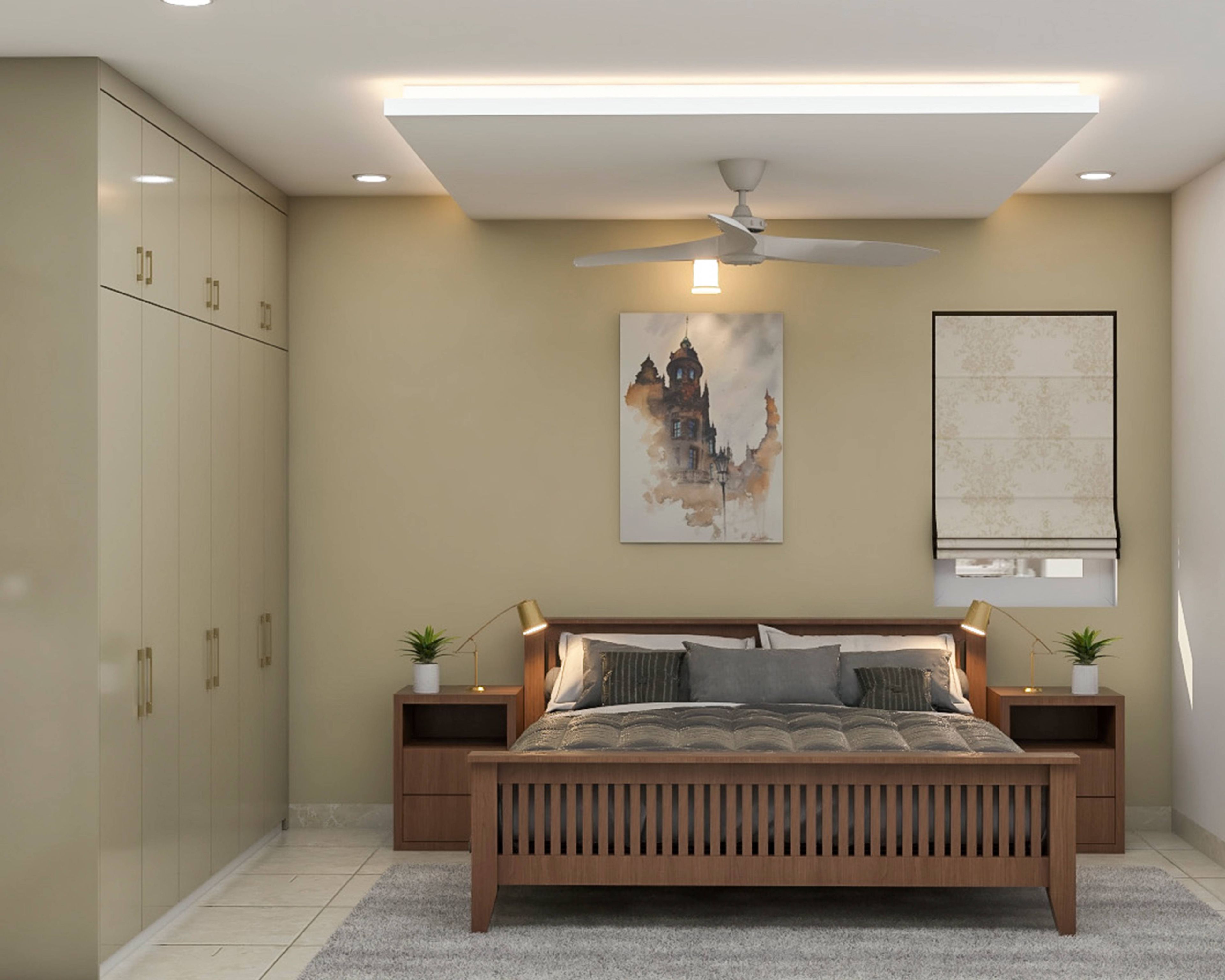 Beige Guest Bedroom Design With Contemporary Interiors