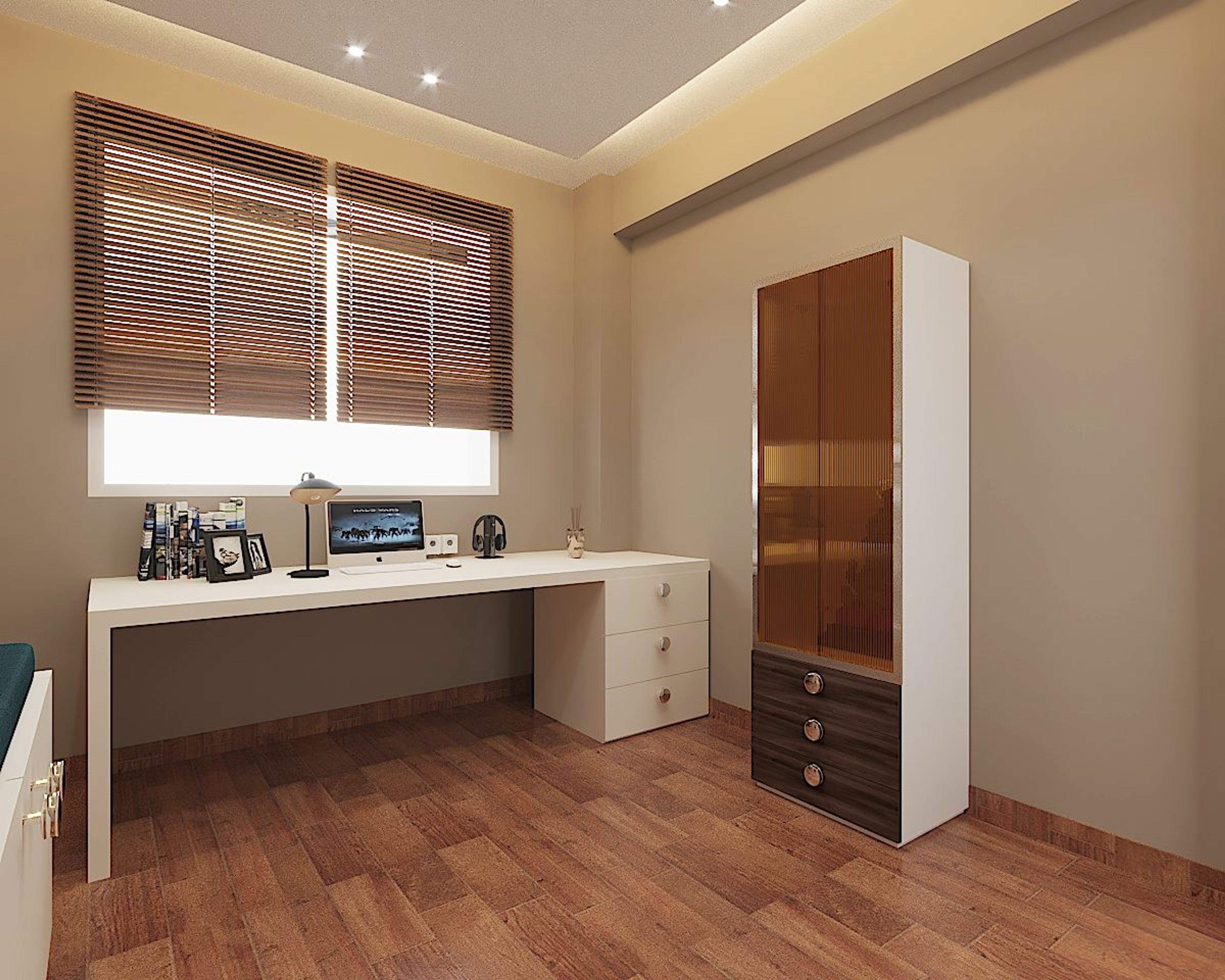 Modern Home Office Design With Wooden Flooring