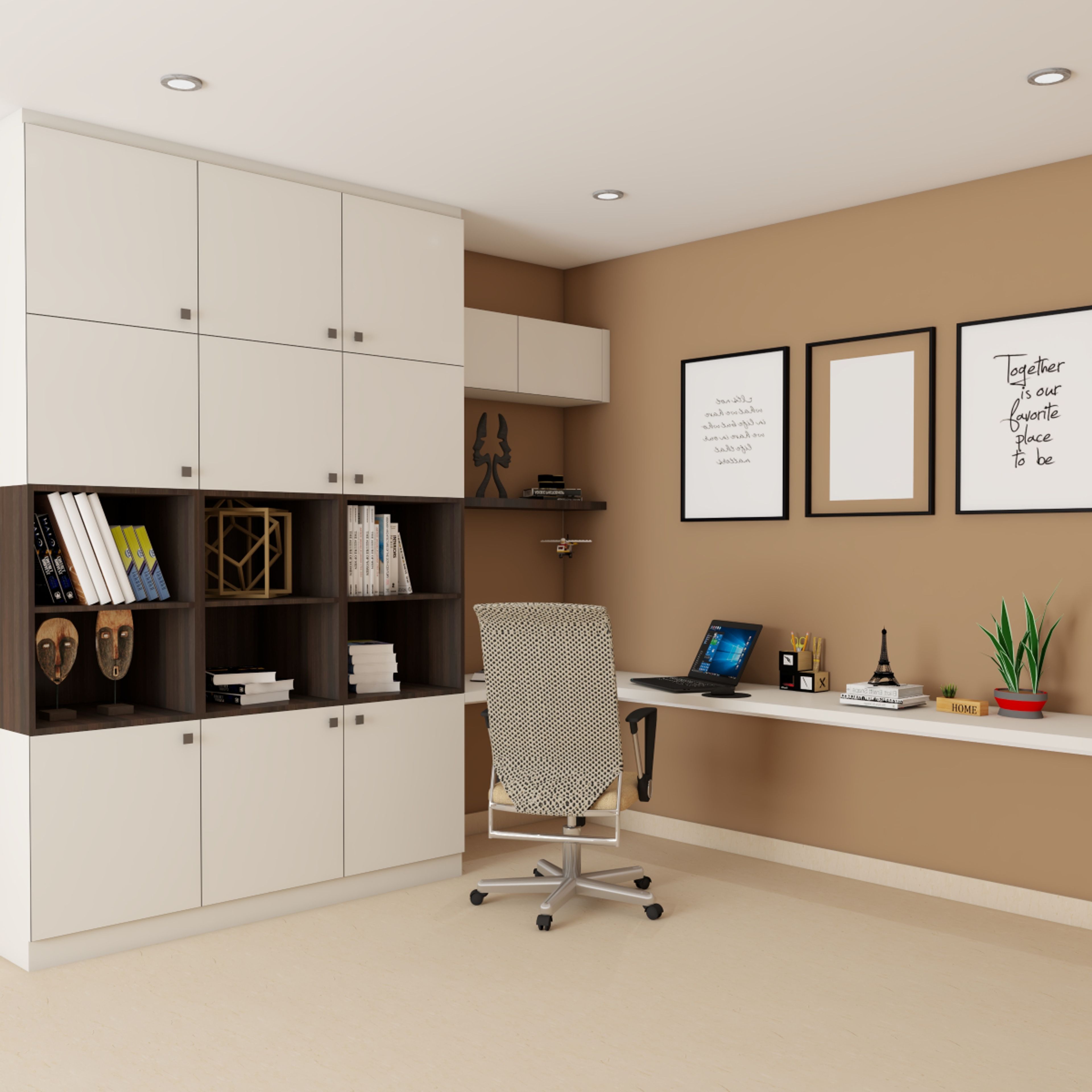 Modern Home Office Design With White Storage Unit