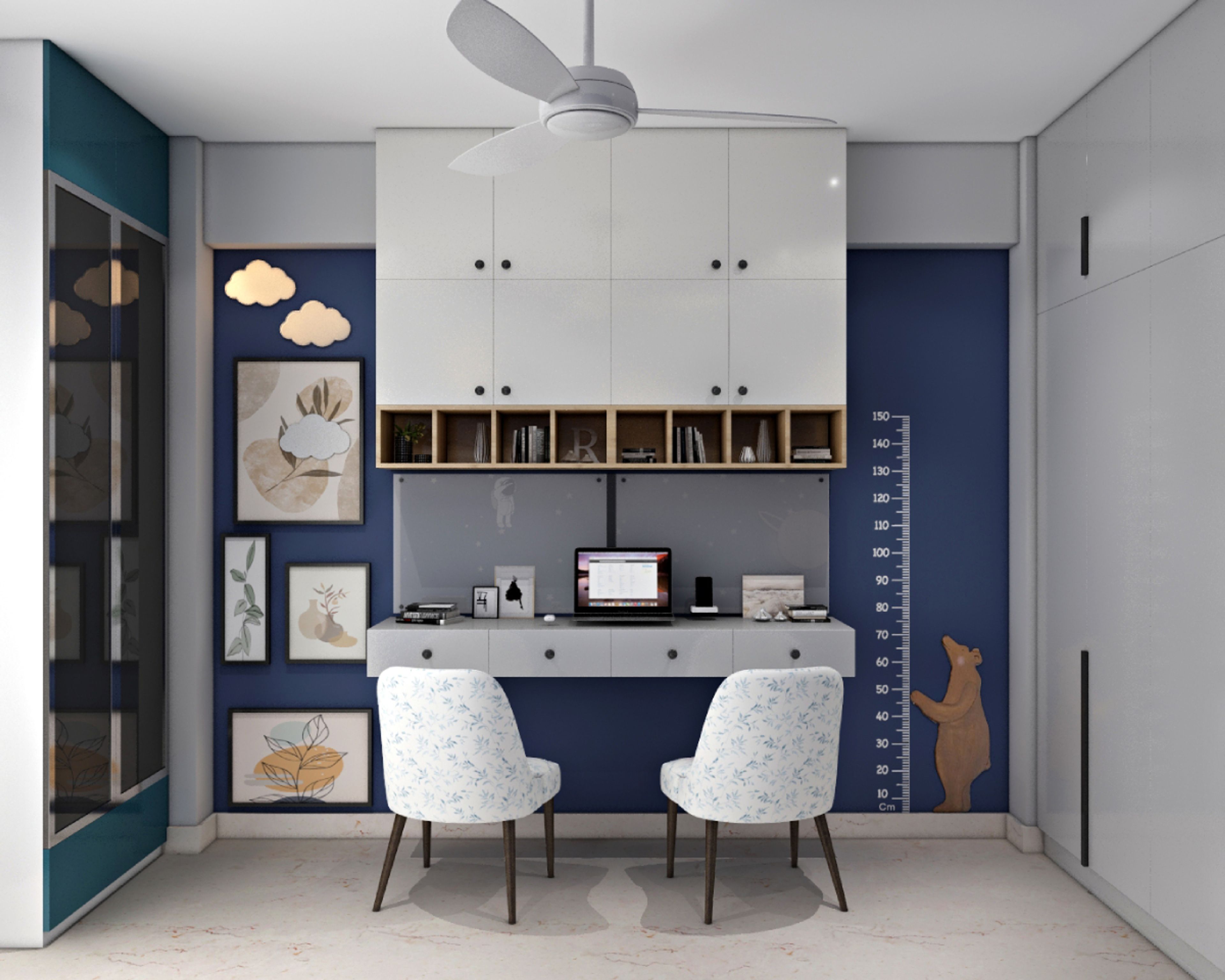 Compact Home Office Design With Wall Mounted Storage