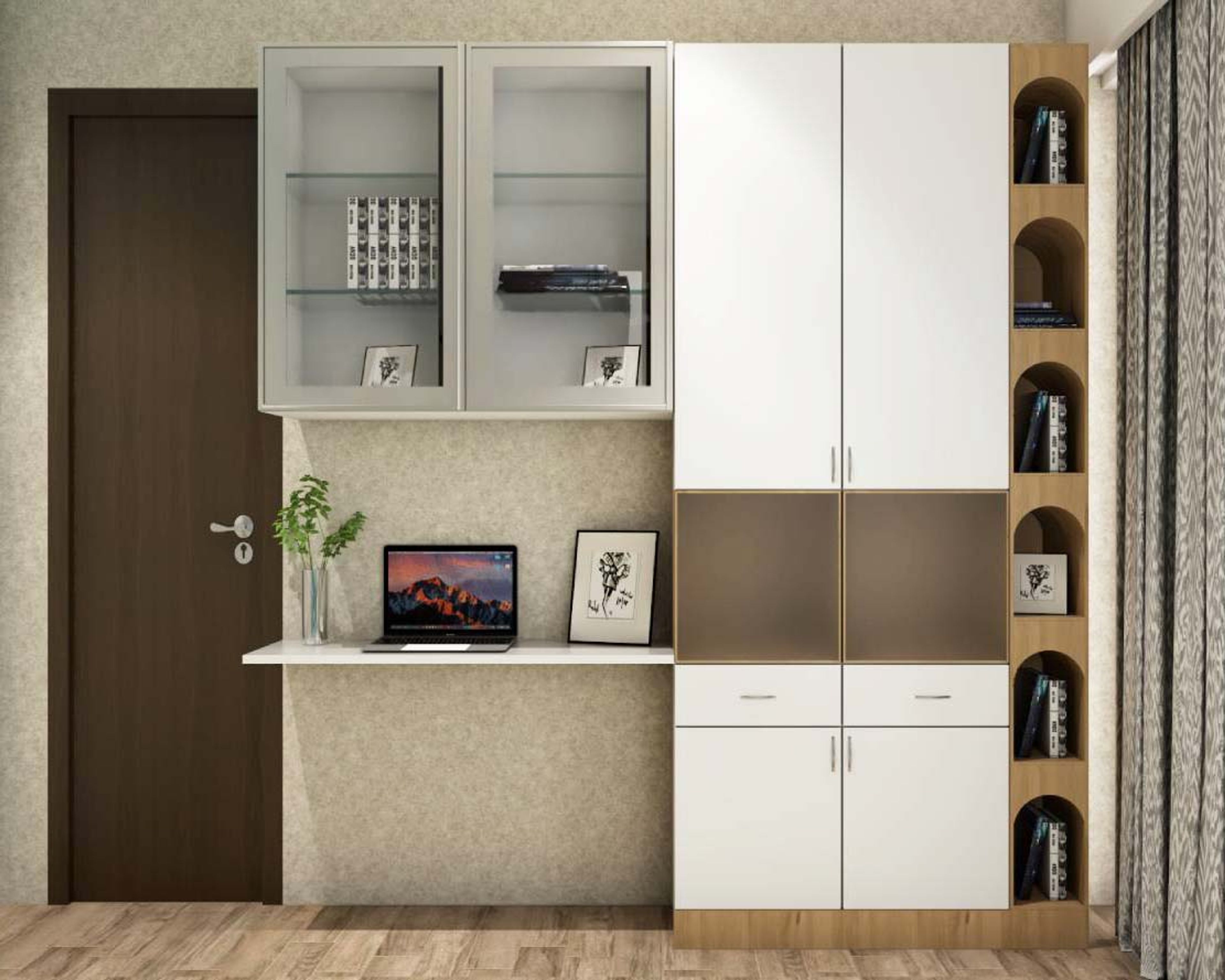 Wall-Mounted Home Office Design - Livspace