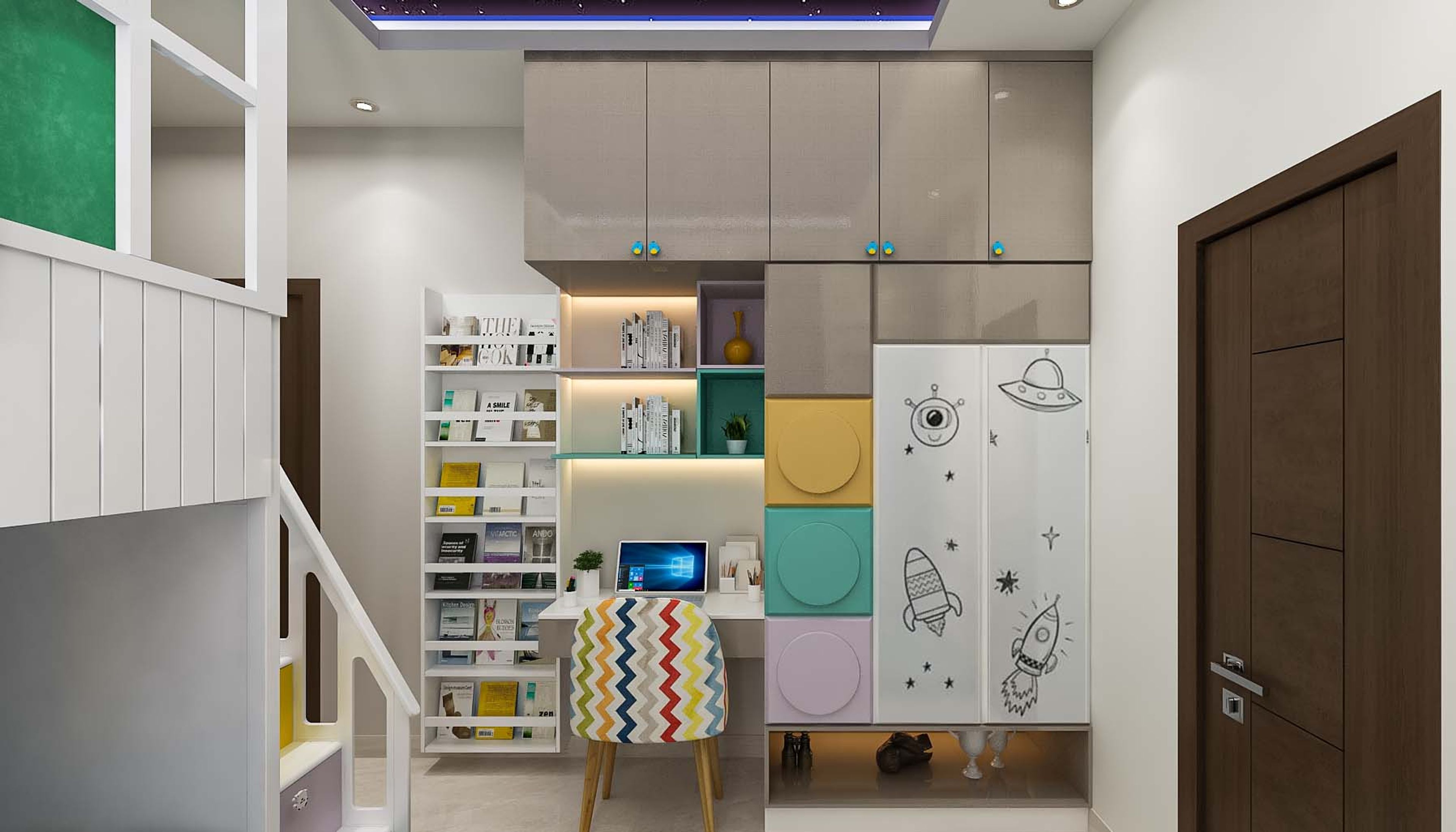 Contemporary Colourful Home Office Design
