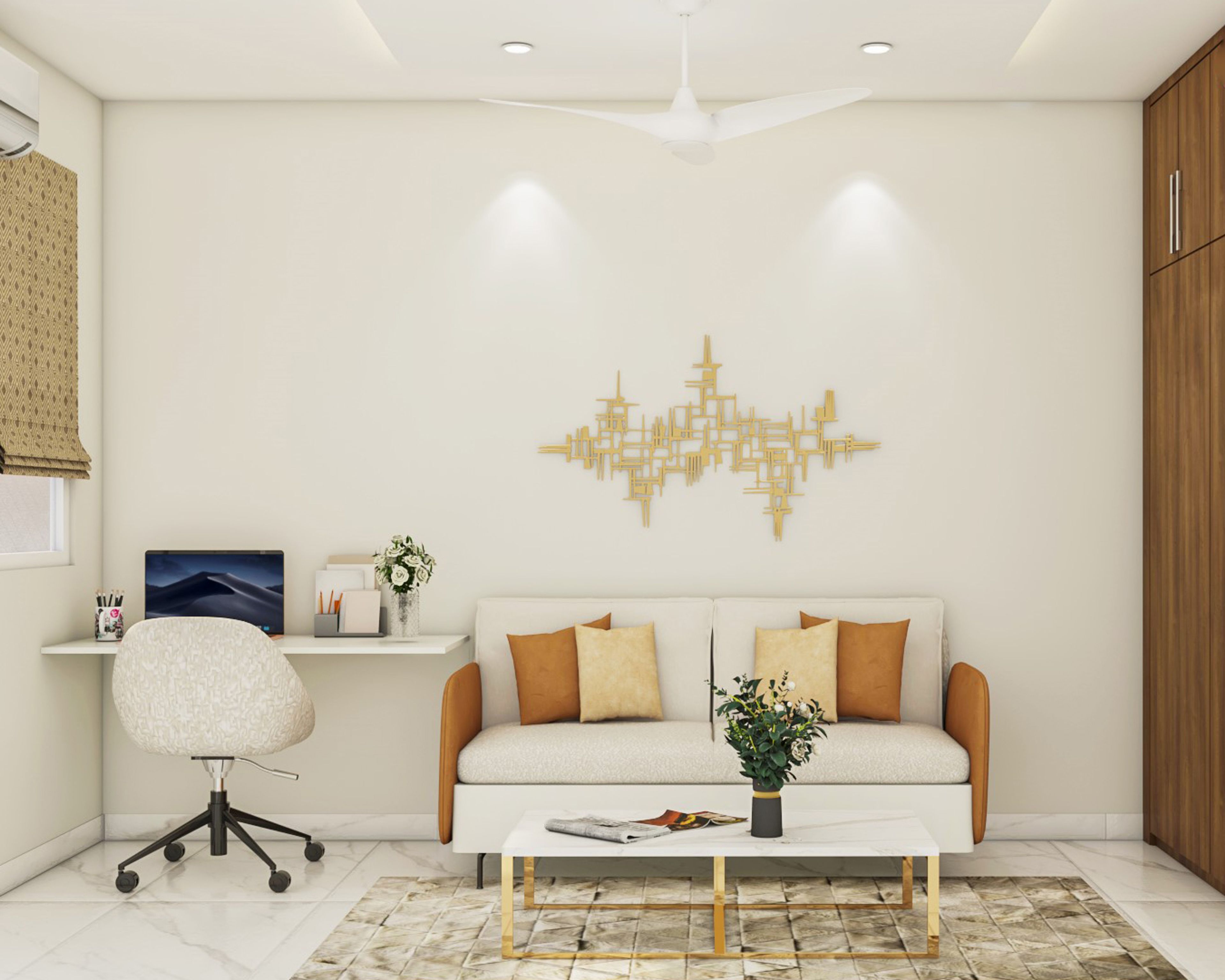 Contemporary White-Themed Home Office Design With Sleek Study Table