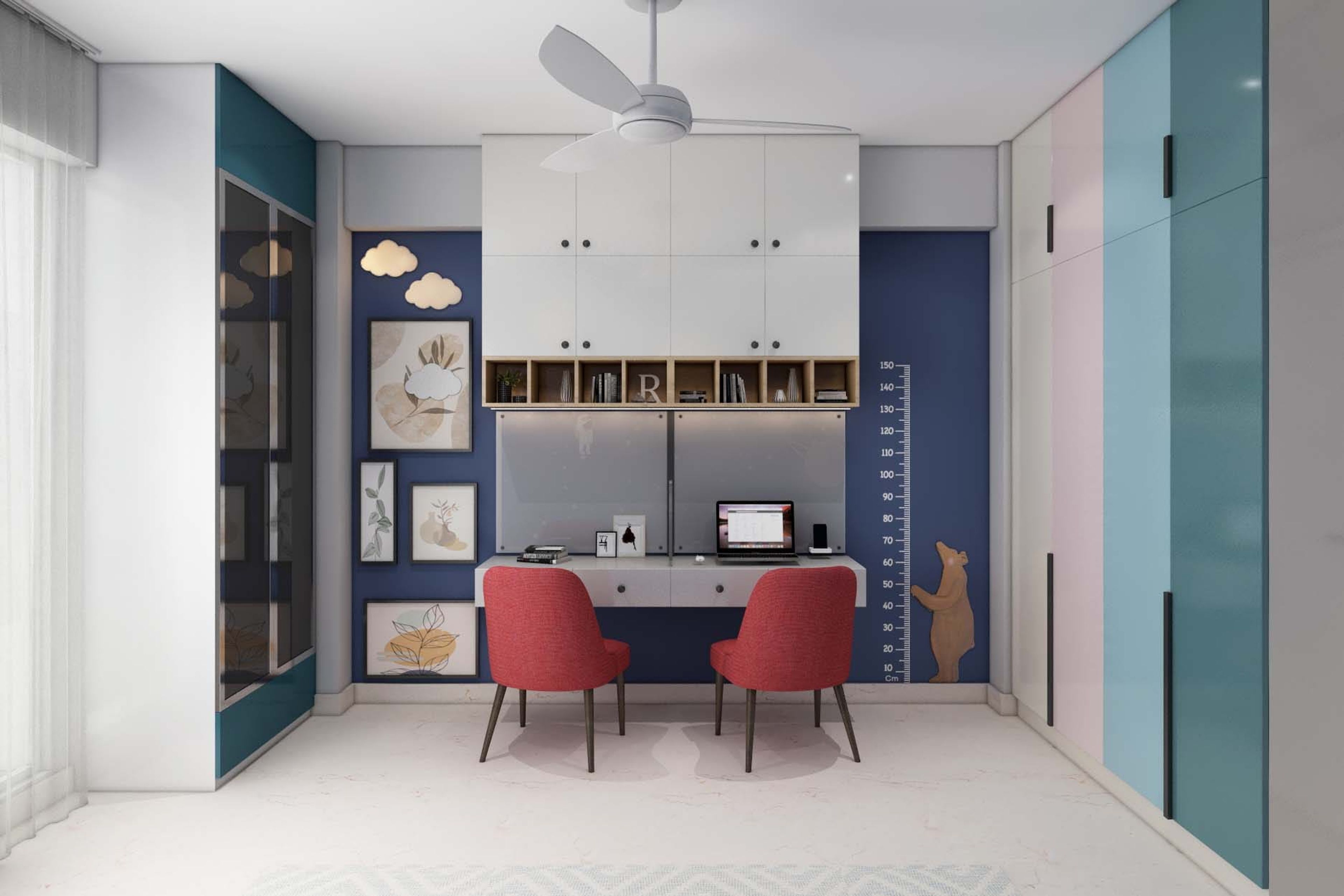 Modern Colorful Home Office With Pastel Toned Interiors