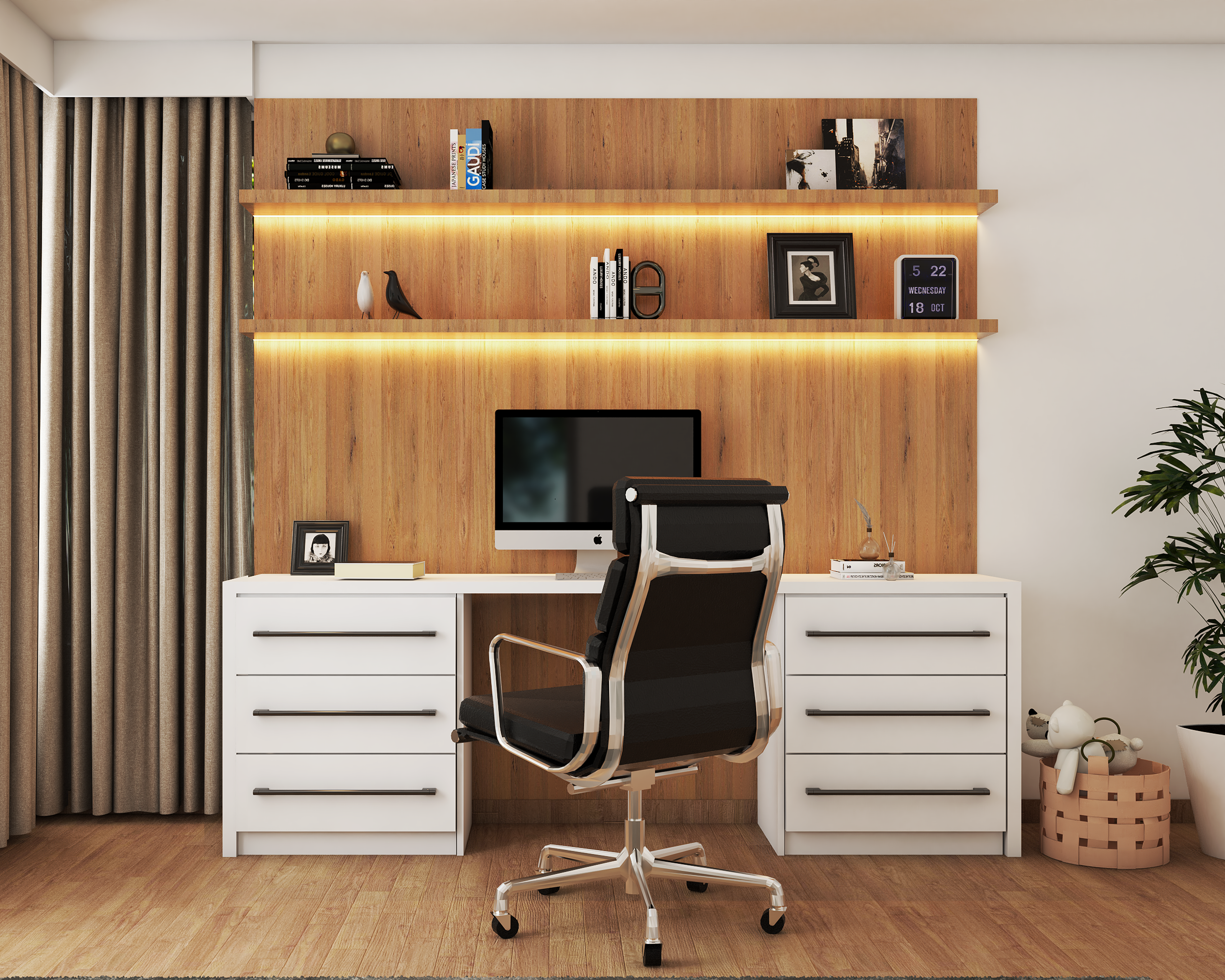 Convenient Home Office Design With Modern Spacious Decor