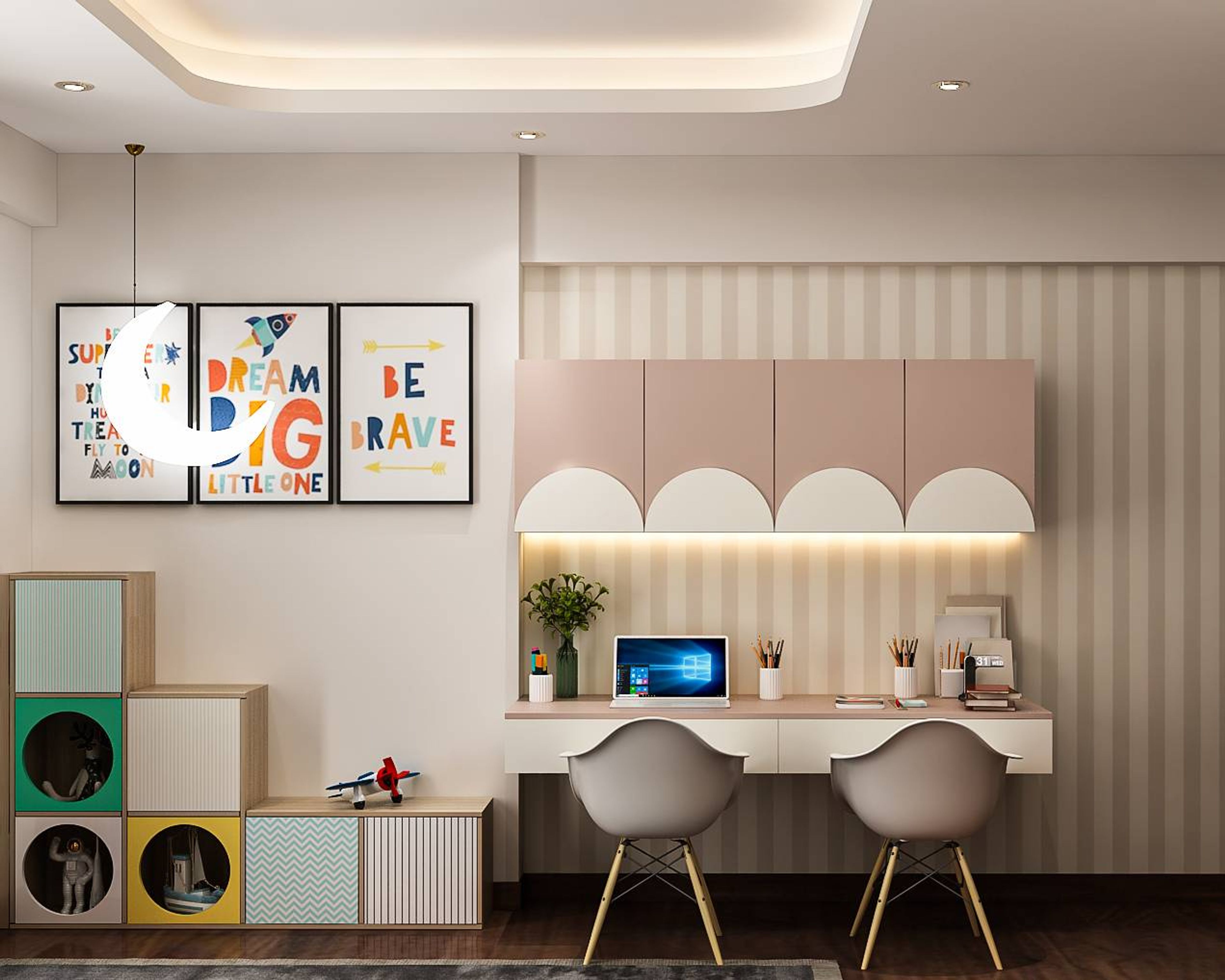 Modern Home Office Design With Double Desk