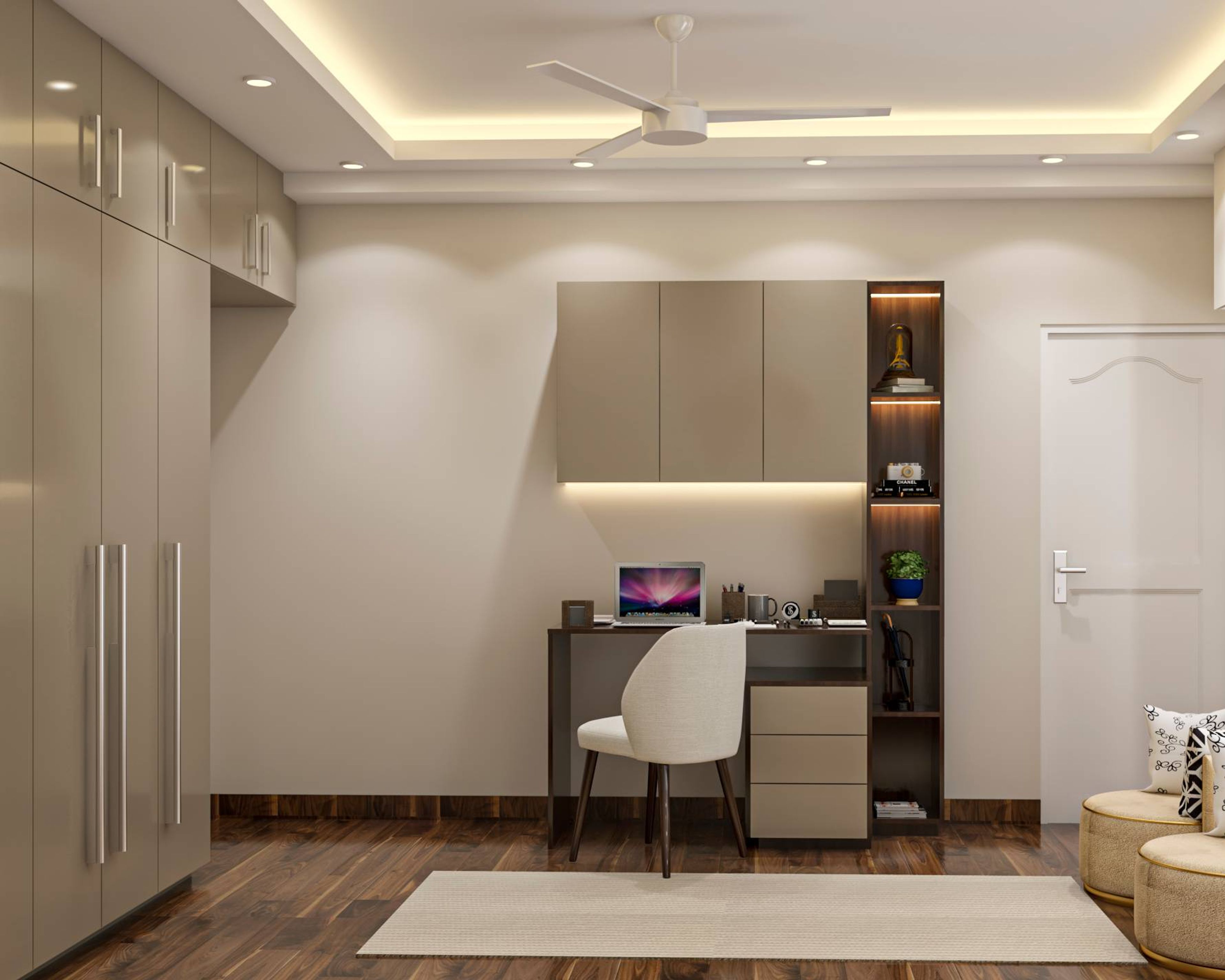 Modern Home Office Design With Cabinets