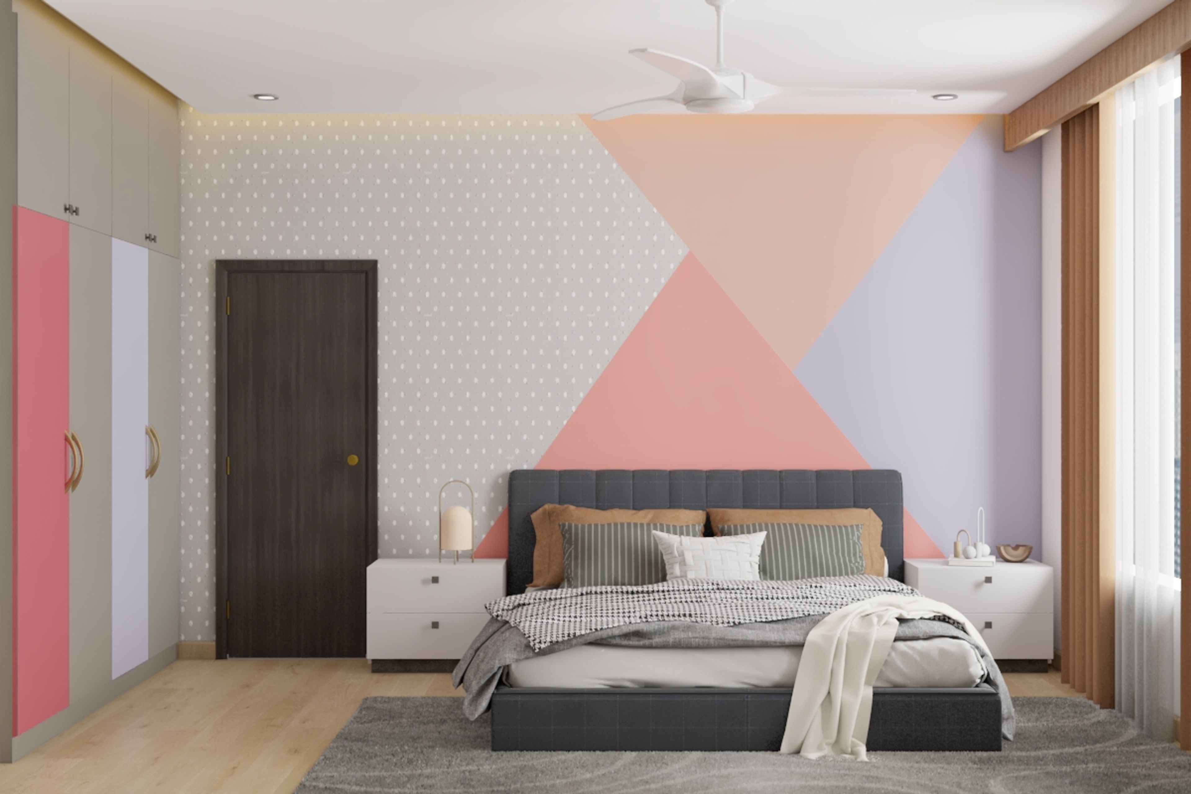 Modern Kid's Bedroom Design With Patterned Accent Wall