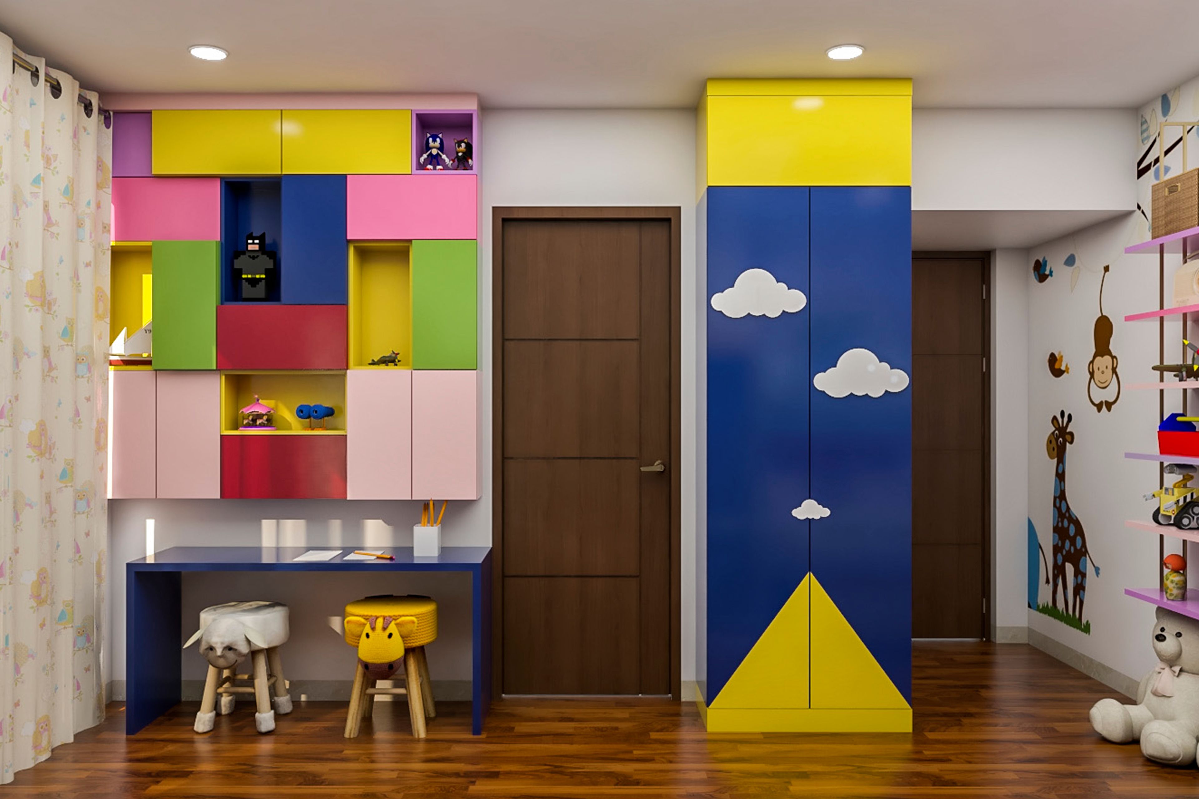 Colourful Kid's Bedroom - Livspace