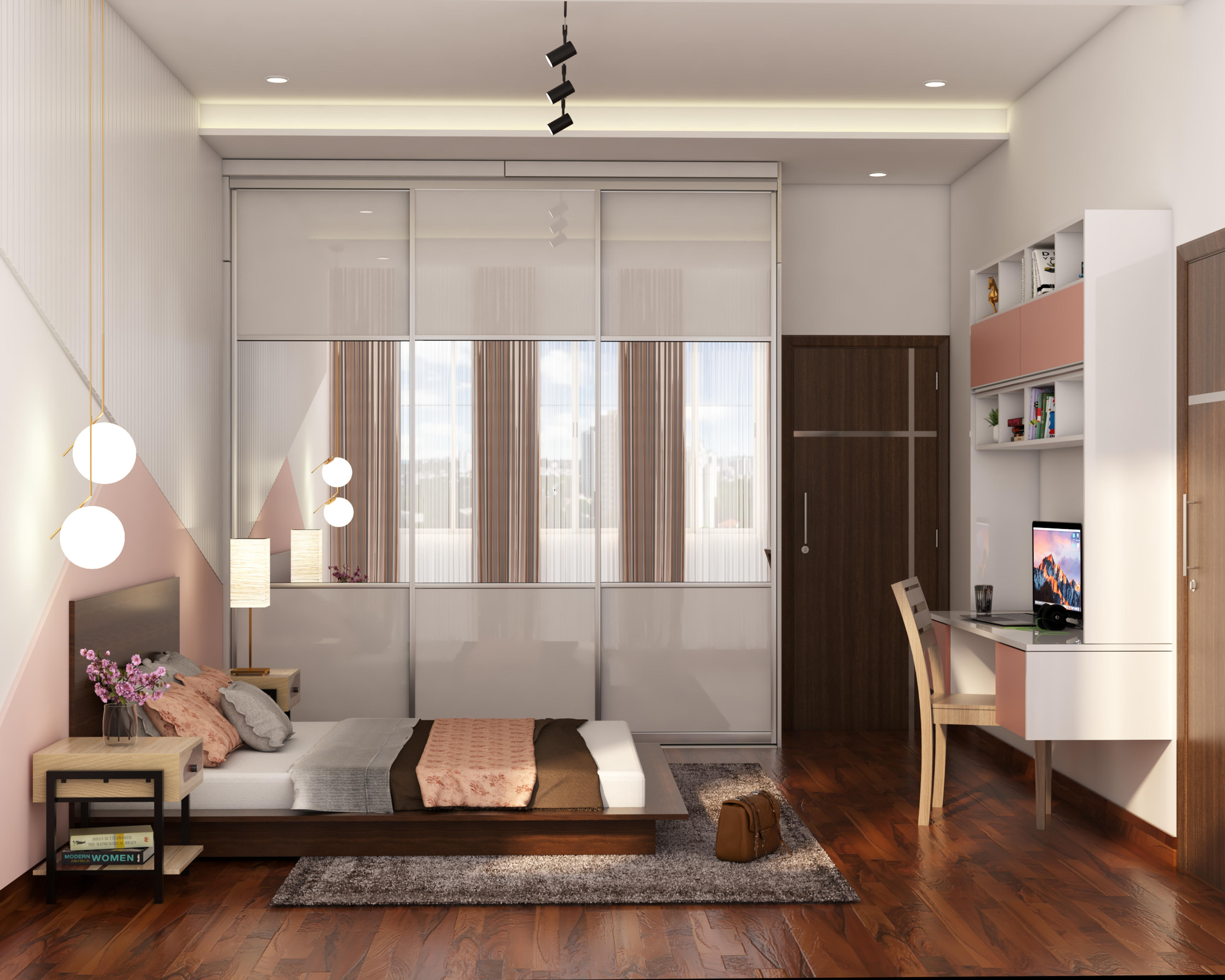 Modern Pastel Pink Themed Kid's Bedroom Design