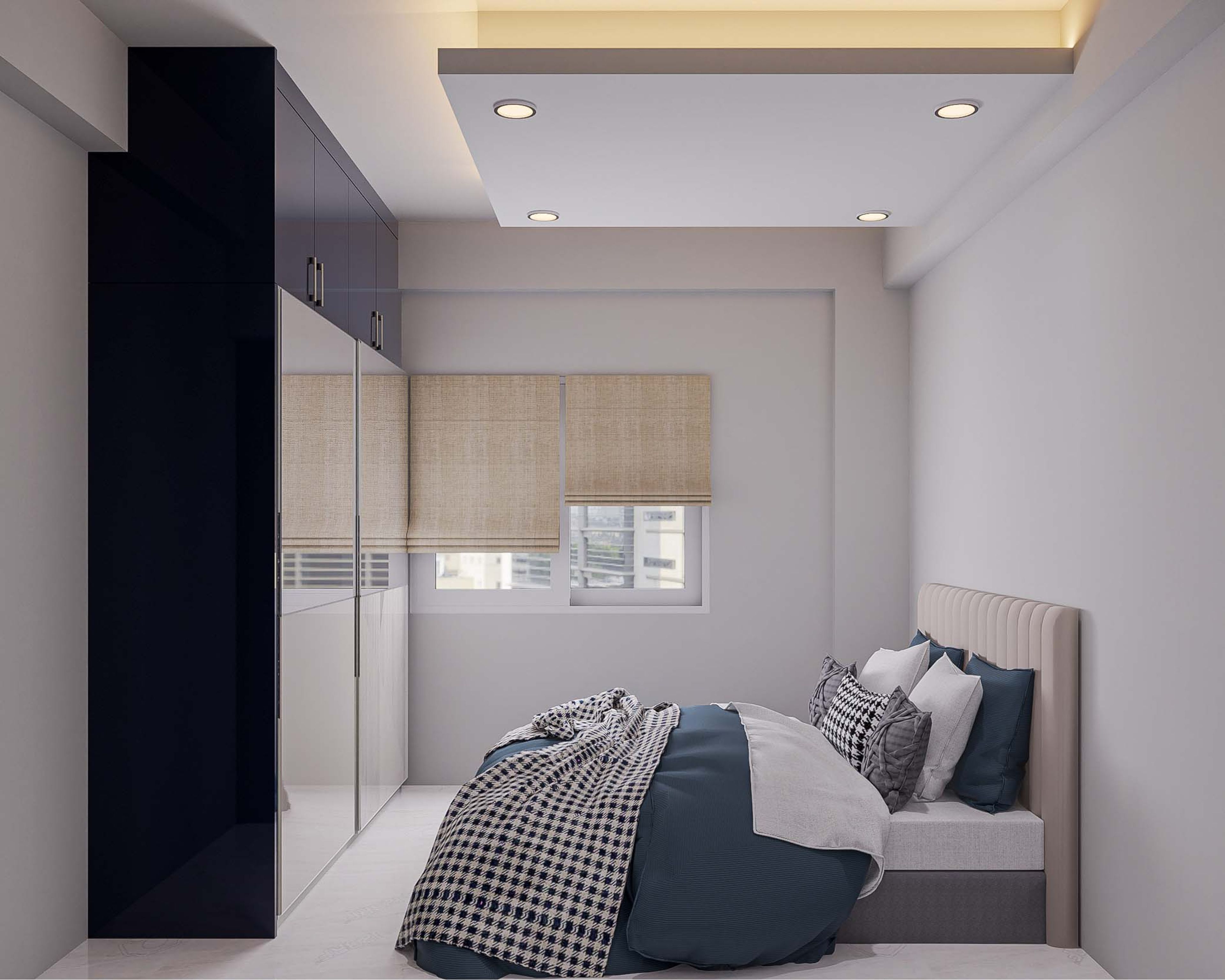 Contemporary Compact Kids Bedroom Design With False Ceiling