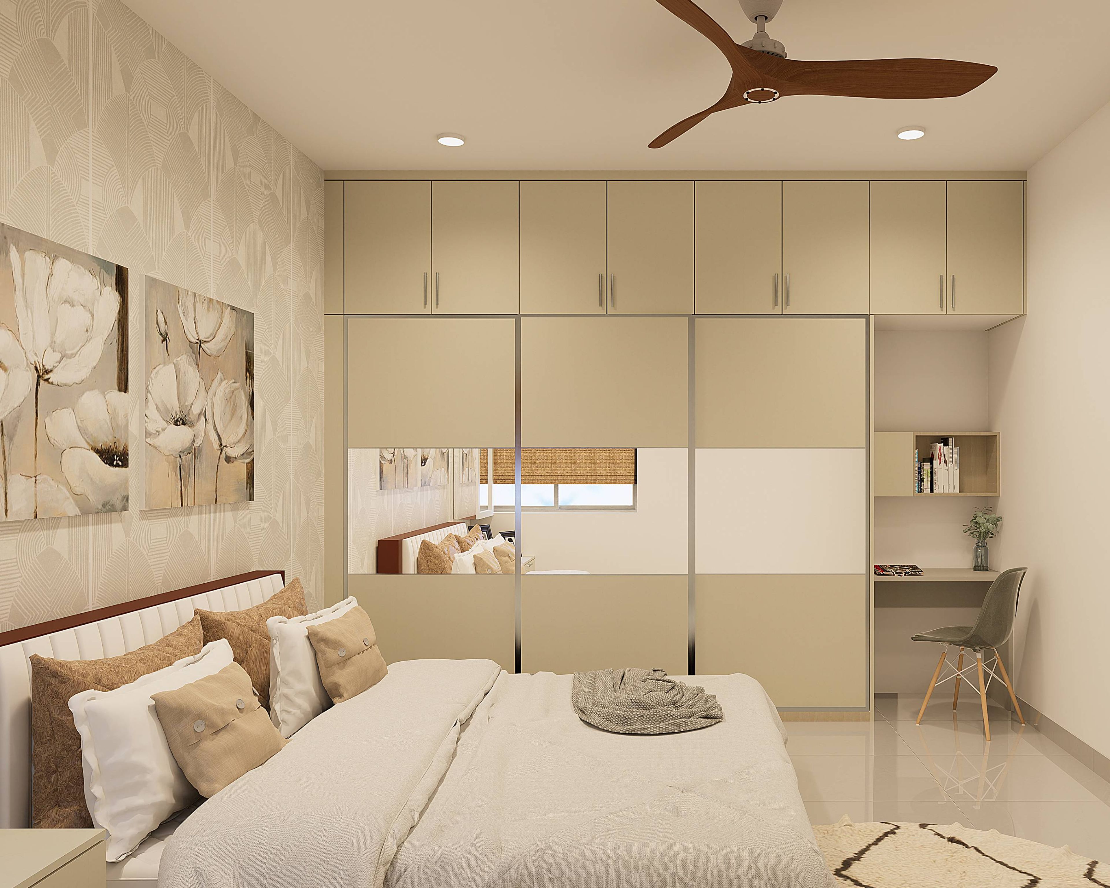 Modern Spacious Kid's Room Design For Girls With Neutral Toned Interiors