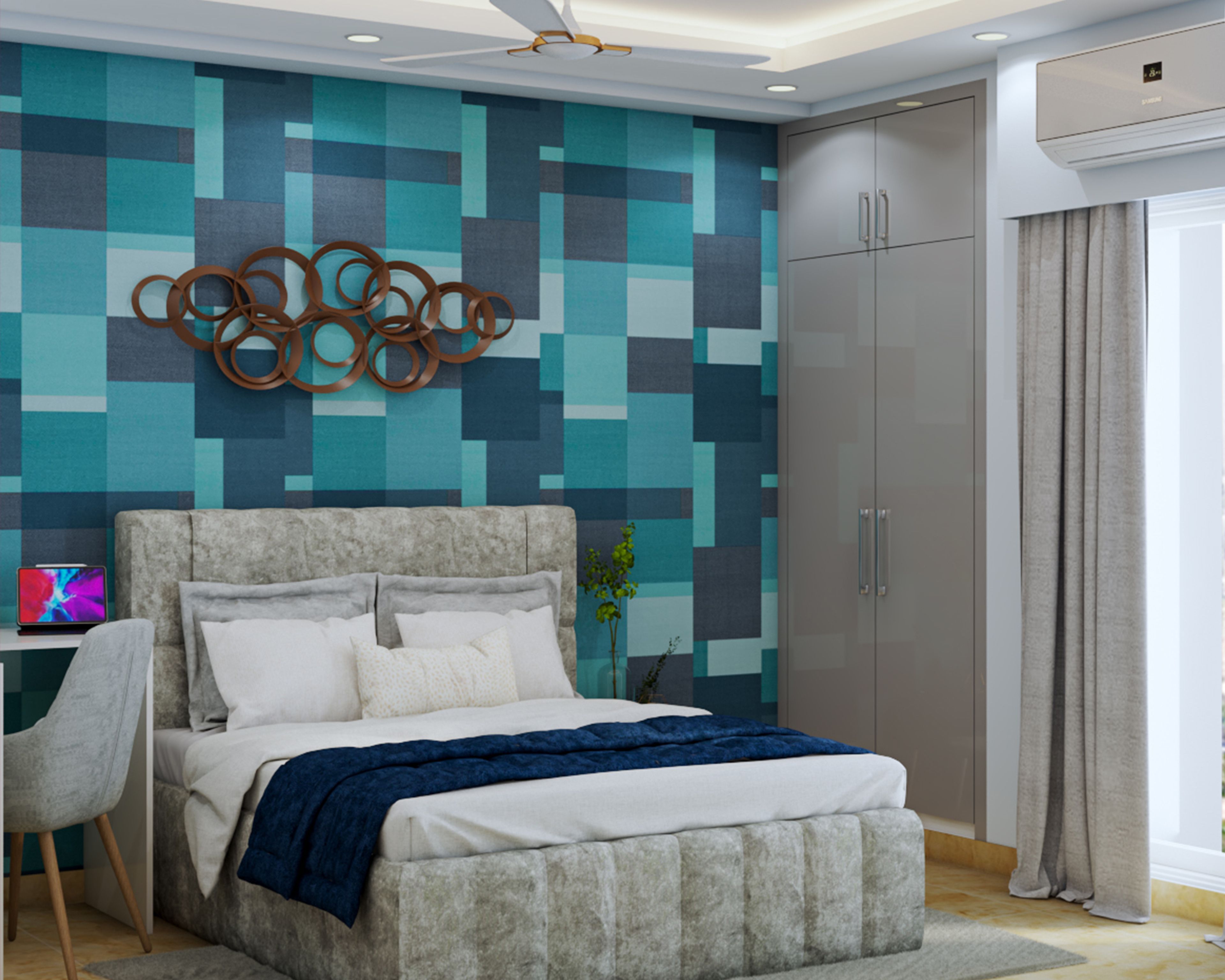 Kid's Bedroom Design With study And Wardrobe - Livspace