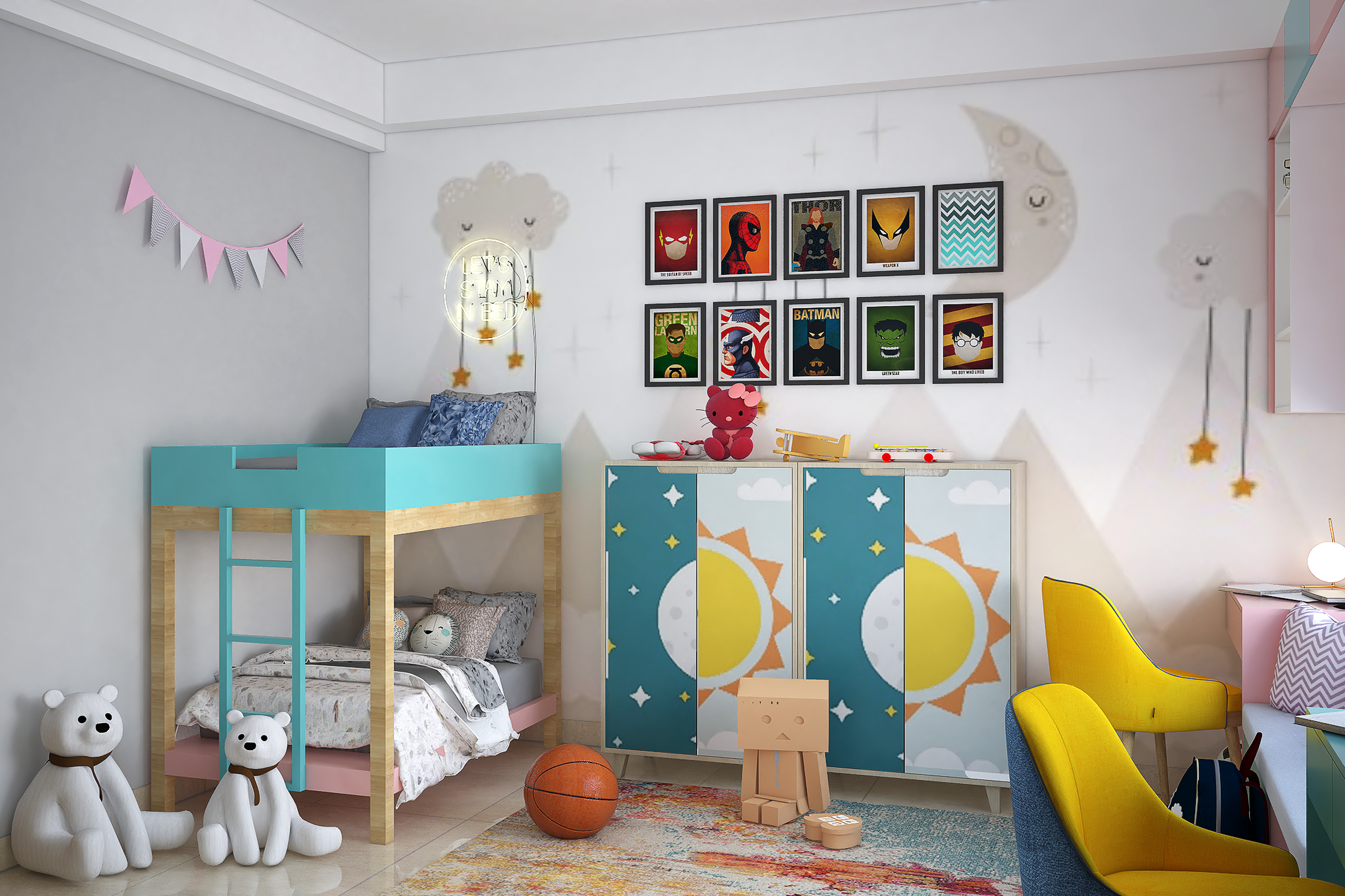 Modern Kid's Bedroom Design With Bunk Bed
