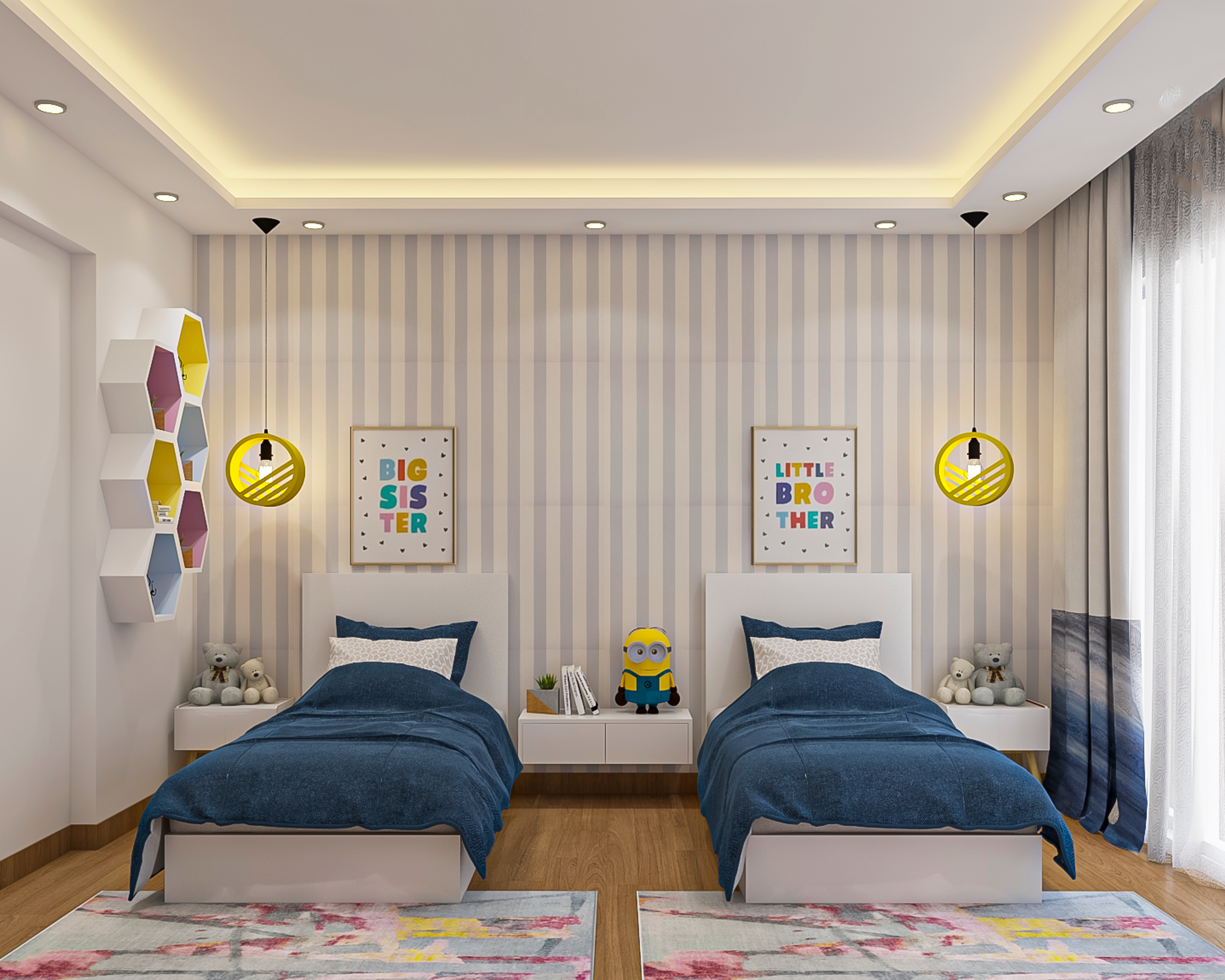 Peripheral False Ceiling Design For Kid's Bedroom