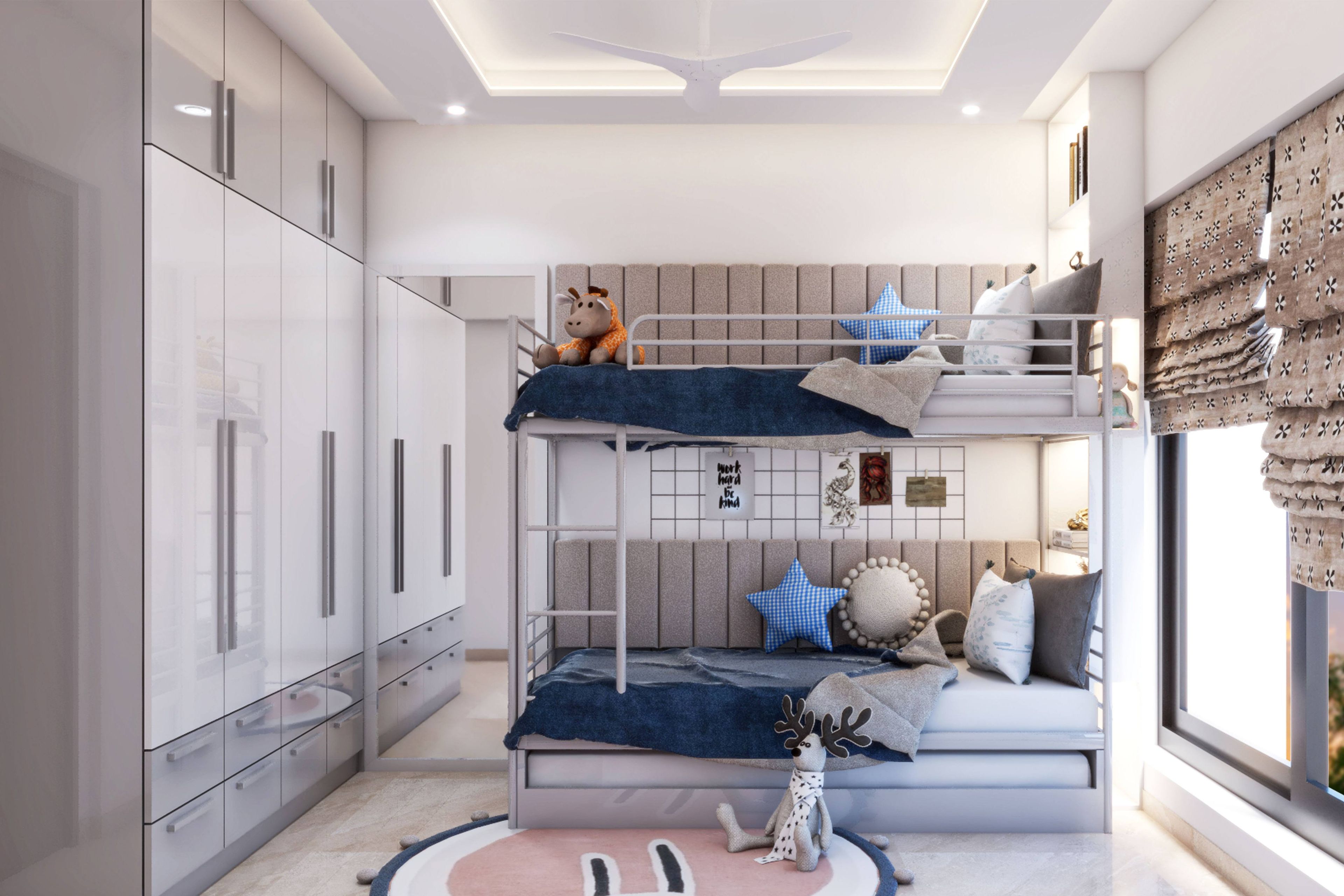 Modern Compact Kid's Bedroom Design With Bunk Beds
