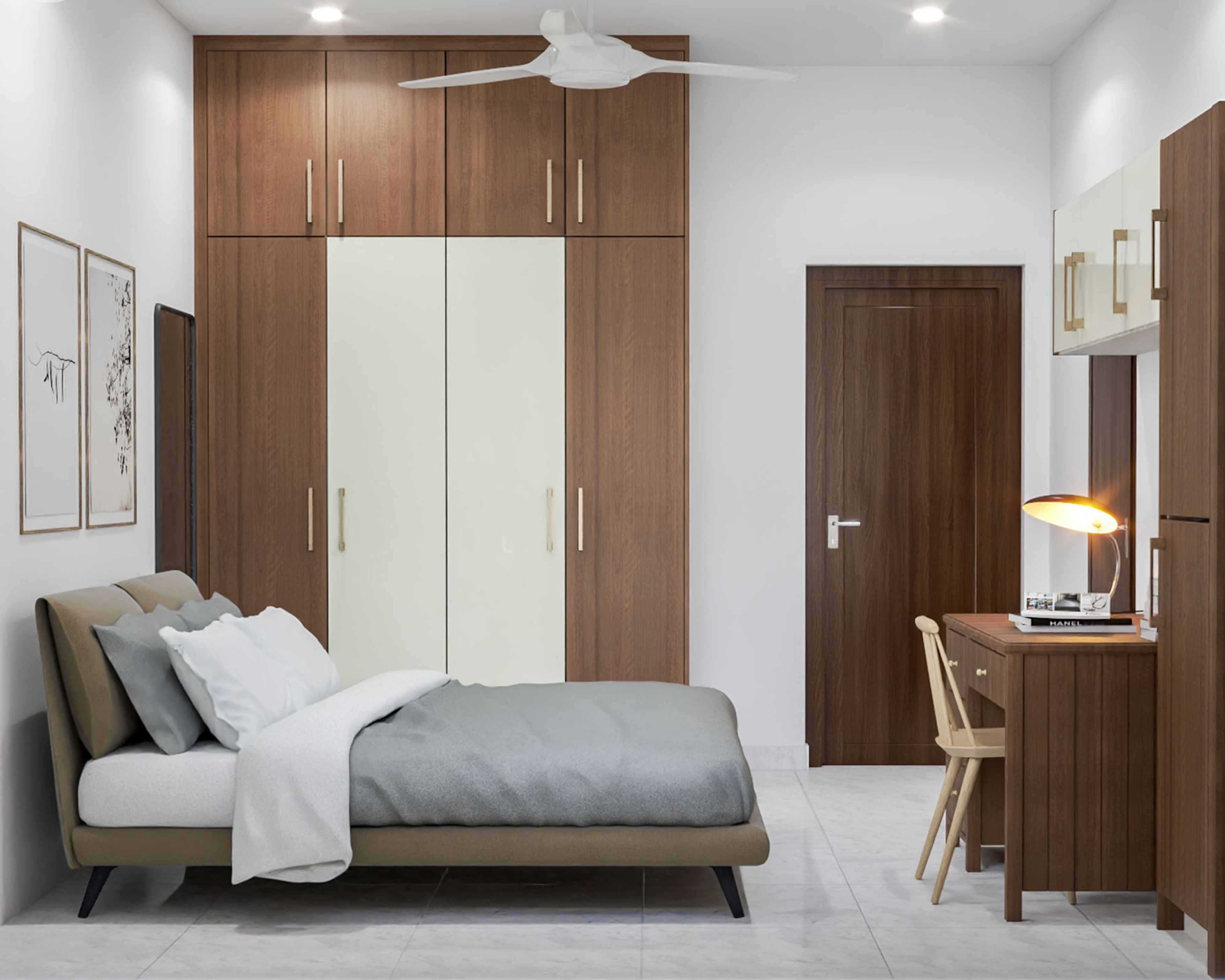 Brown Modern Kid's Bedroom Design With Wardrobe