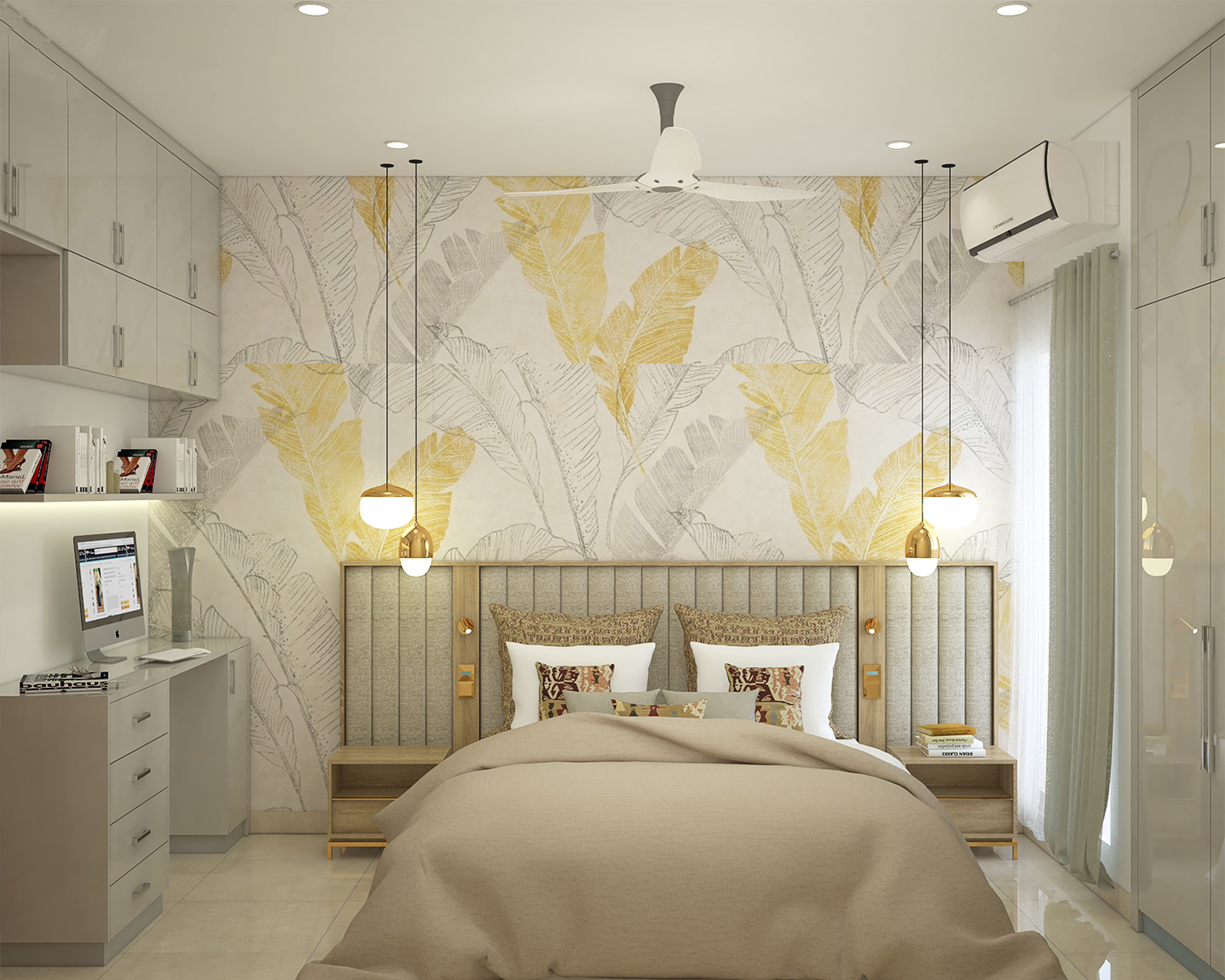 Contemporary Style Kid's Bedroom Design With Wallpaper