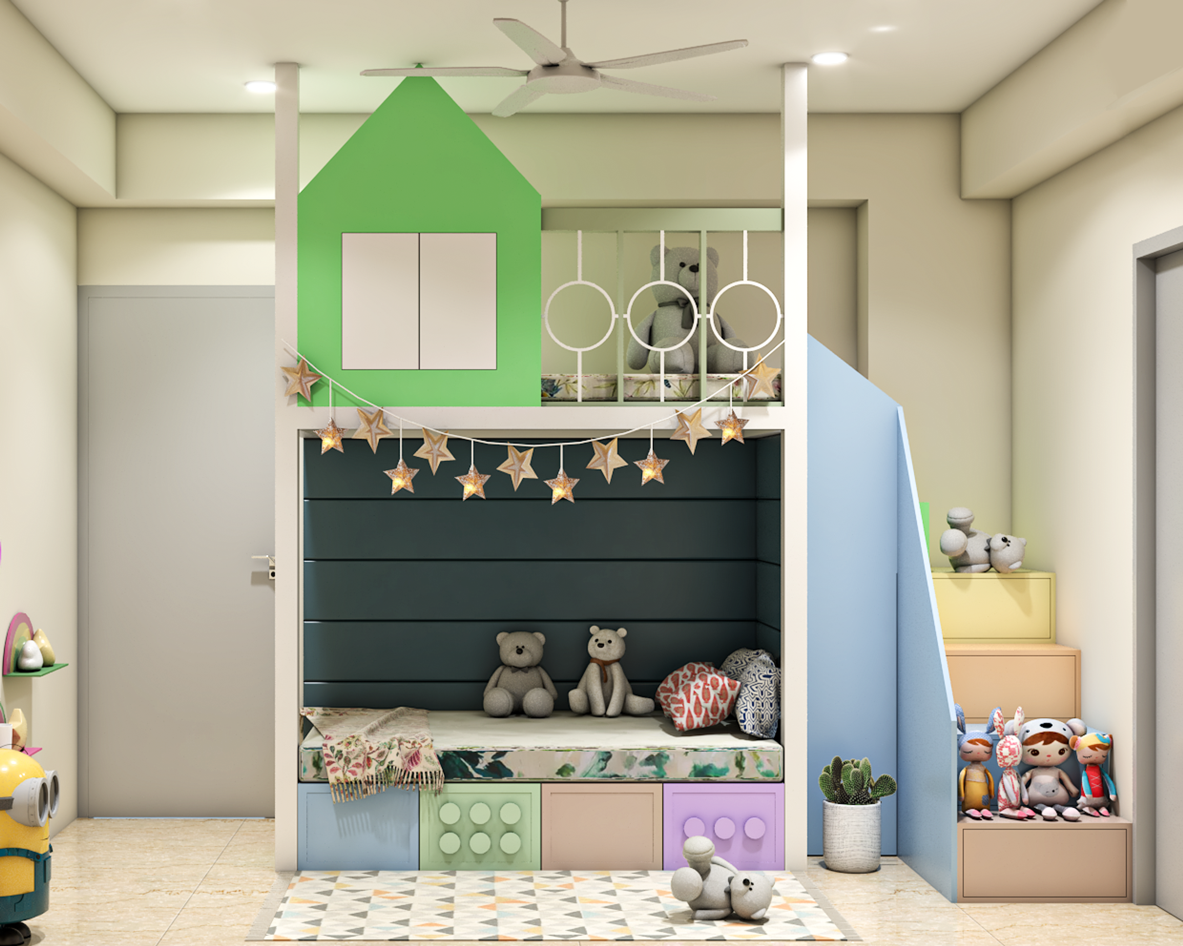 Modern Kid's Bedroom Design With Bunk Bed