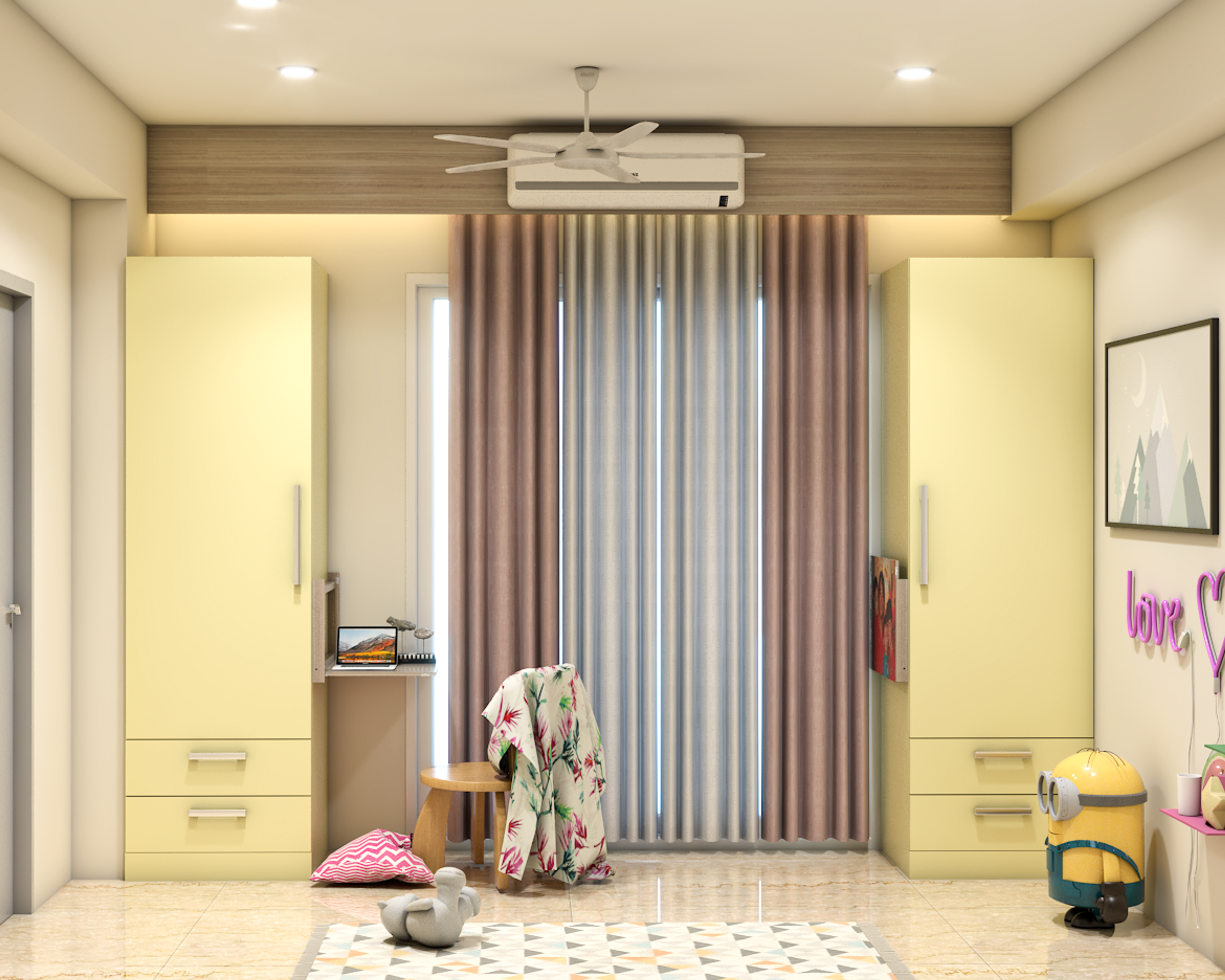 Kid's Bedroom Design With Colourful Abstract Painting - Livspace