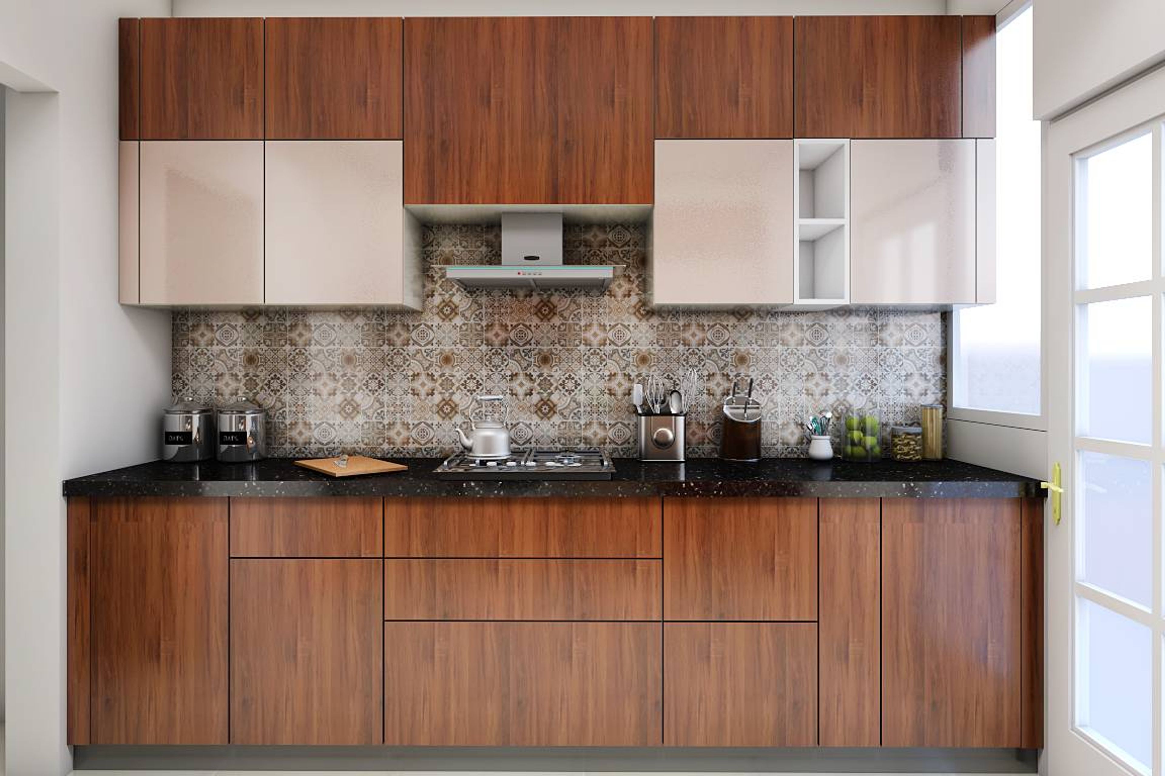 Contemporary Spacious Kitchen With Wooden Finish