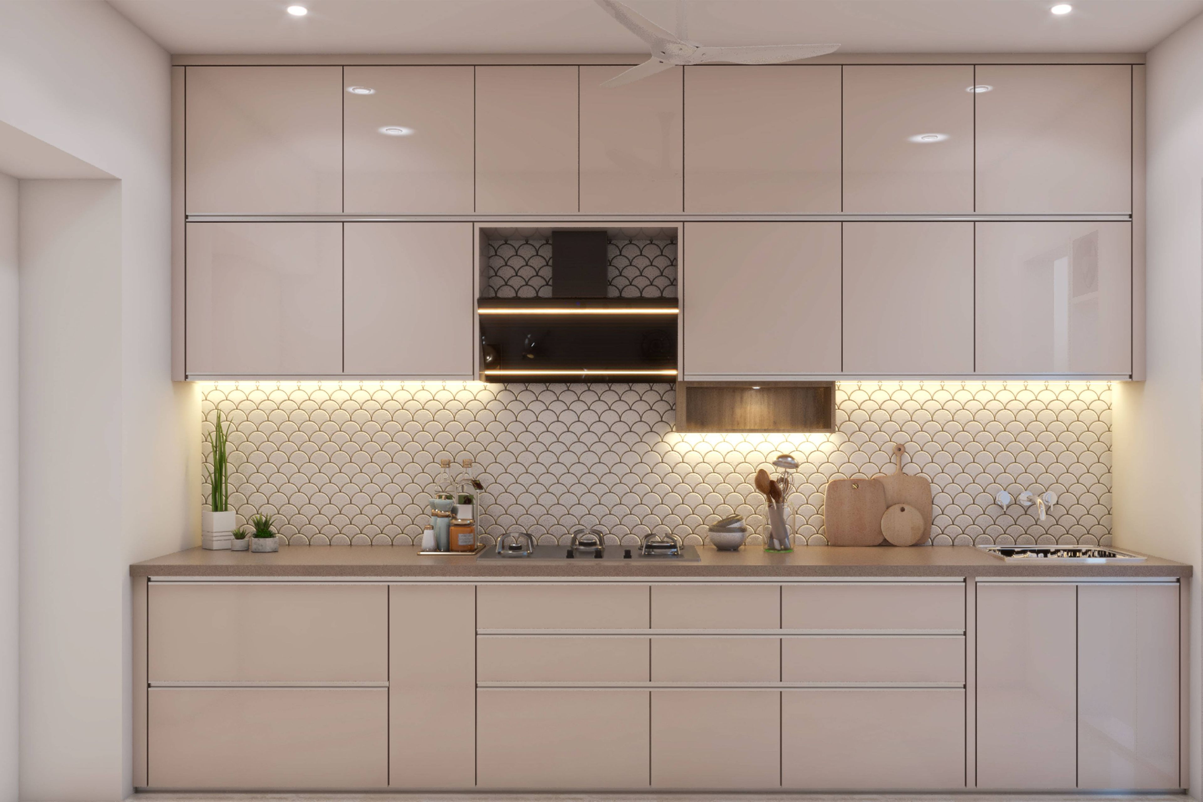 Contemporary Spacious Straight Kitchen Design