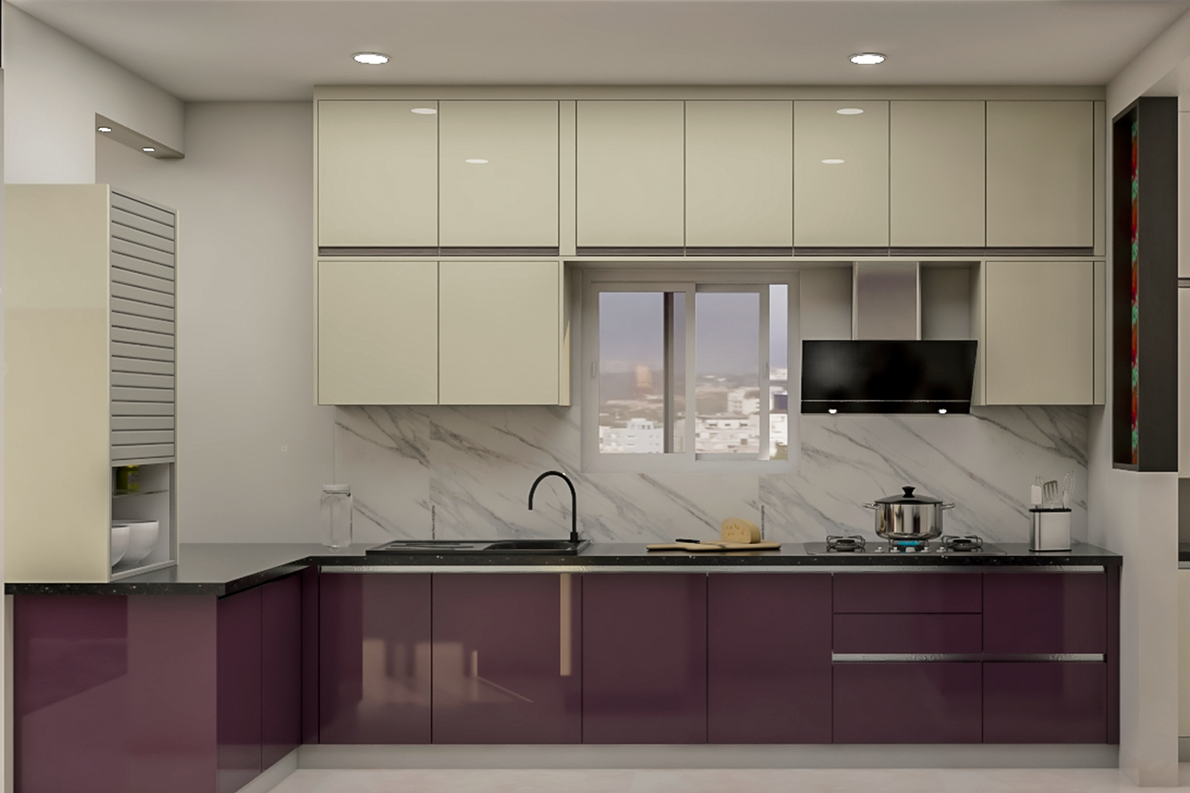 Spacious Modern Style Well-Lit Kitchen Design