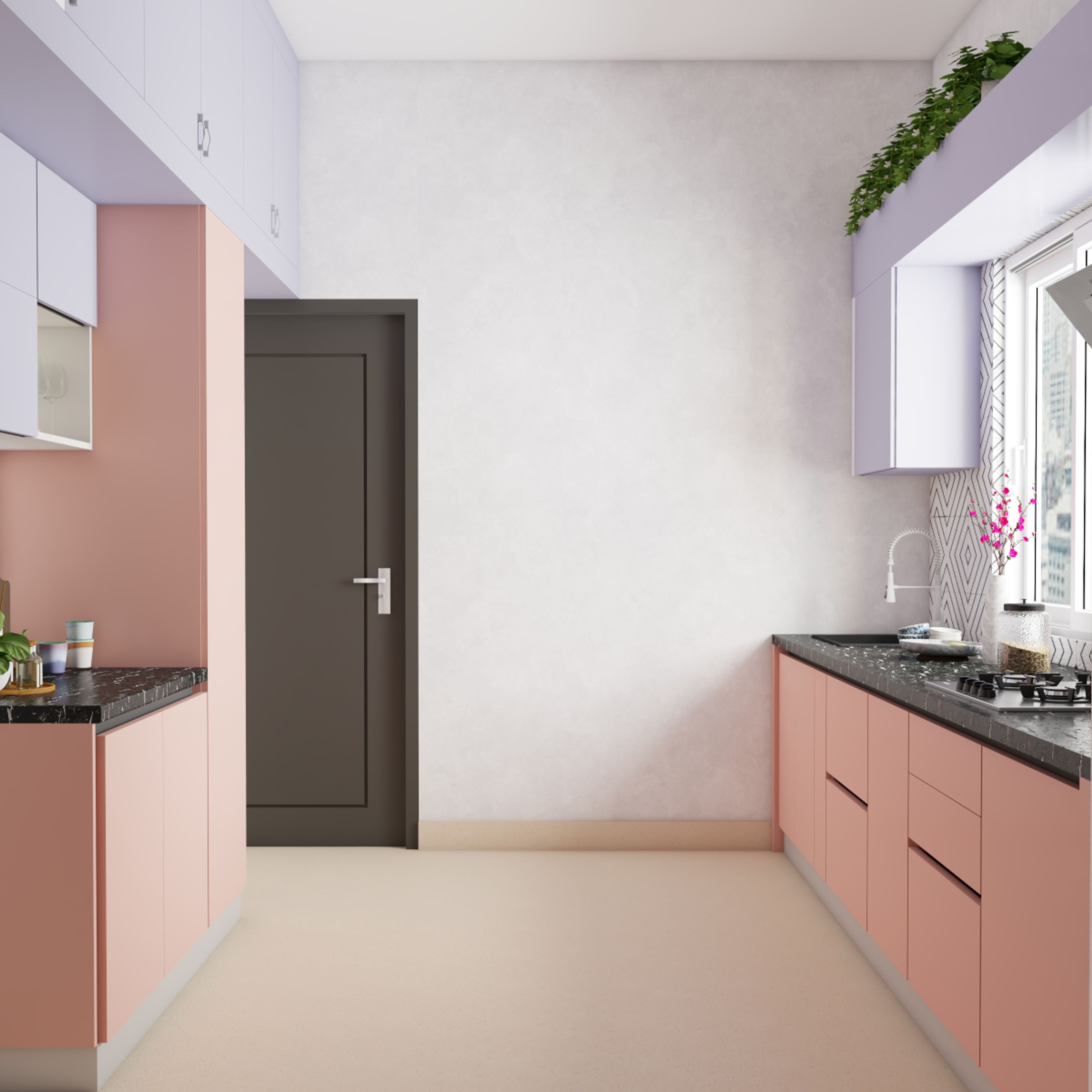 Peach Parallel Modern Kitchen Design