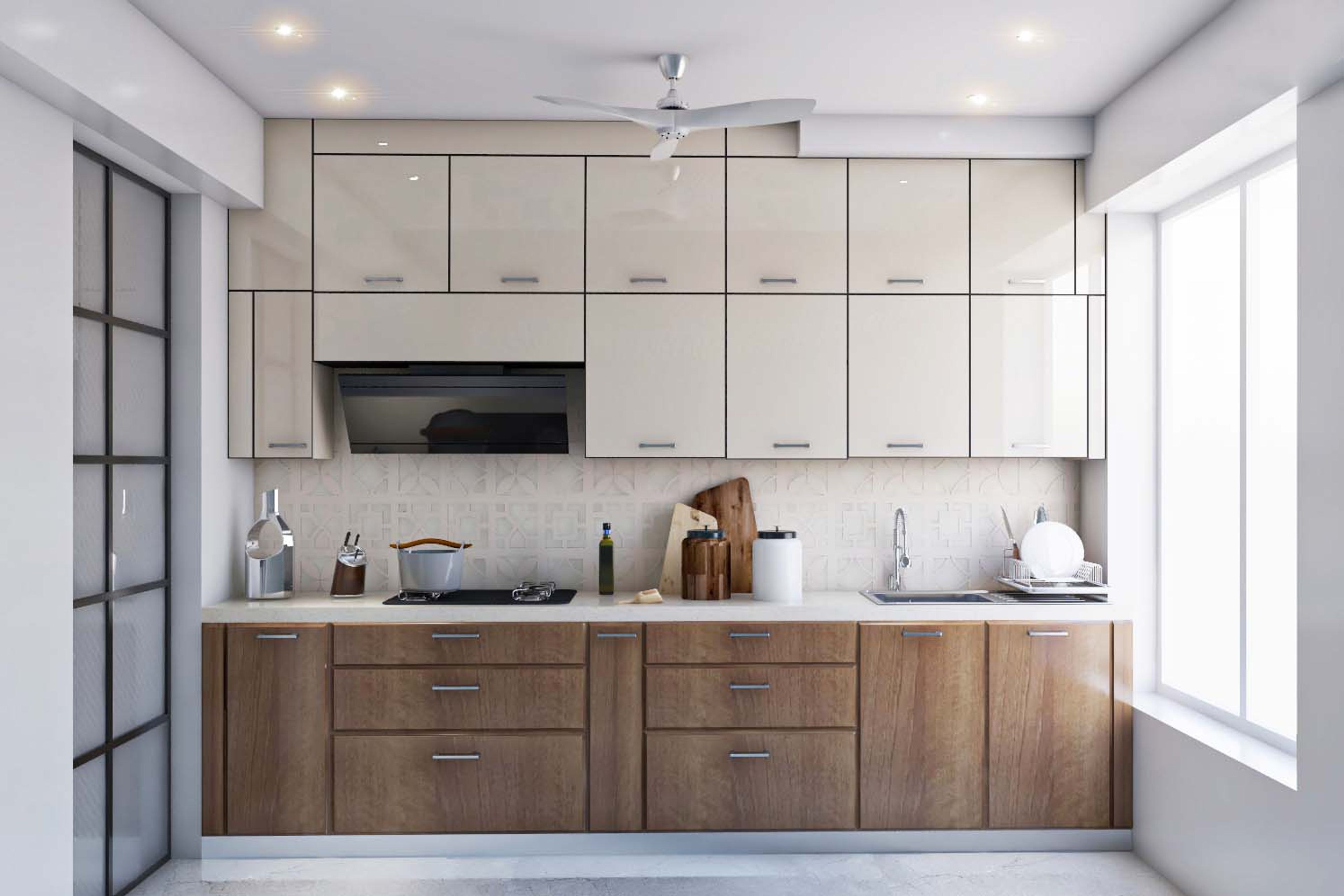 Classic Open Kitchen Design With Wooden Cabinets