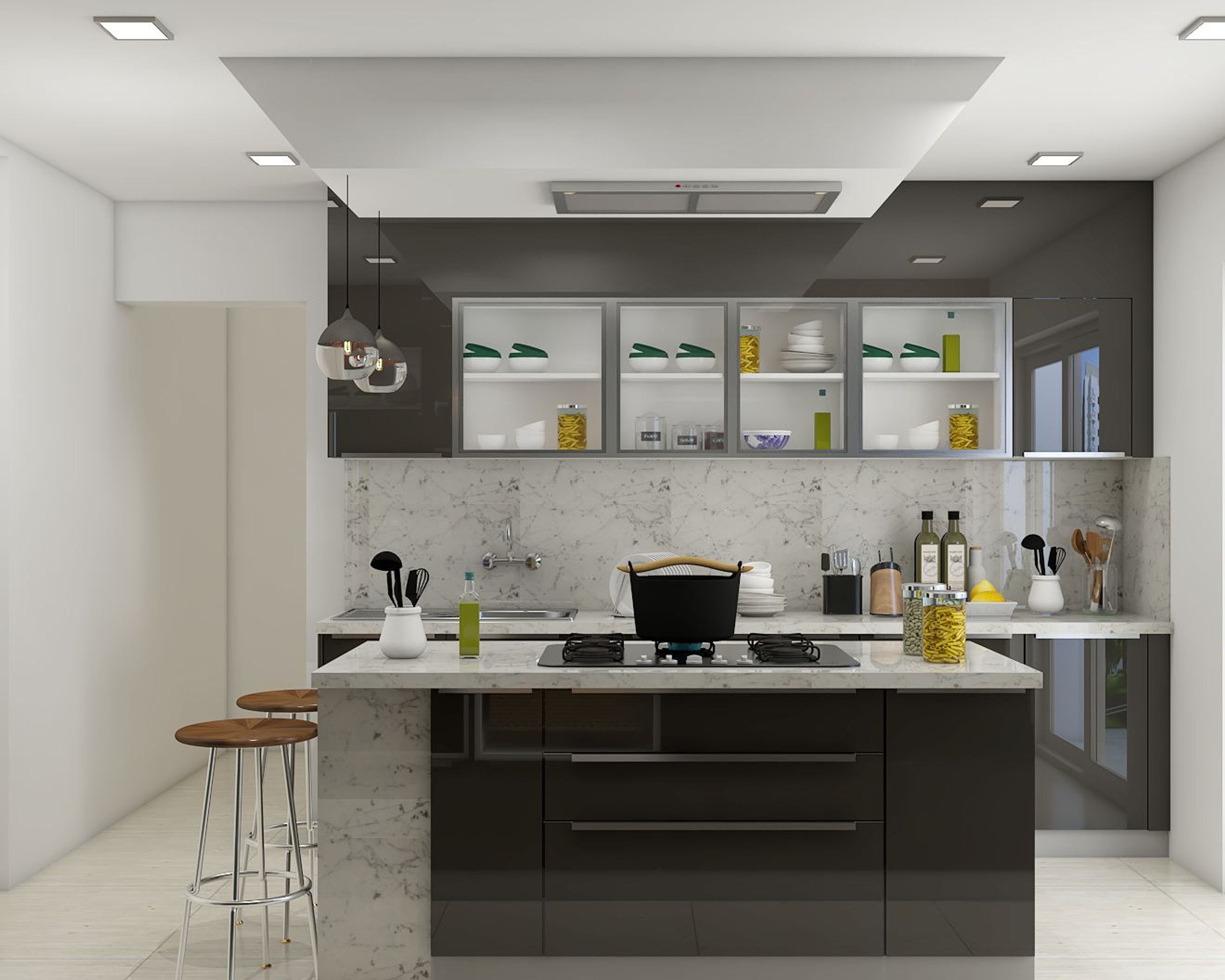 Convenient Contemporary Modular Island Kitchen Design