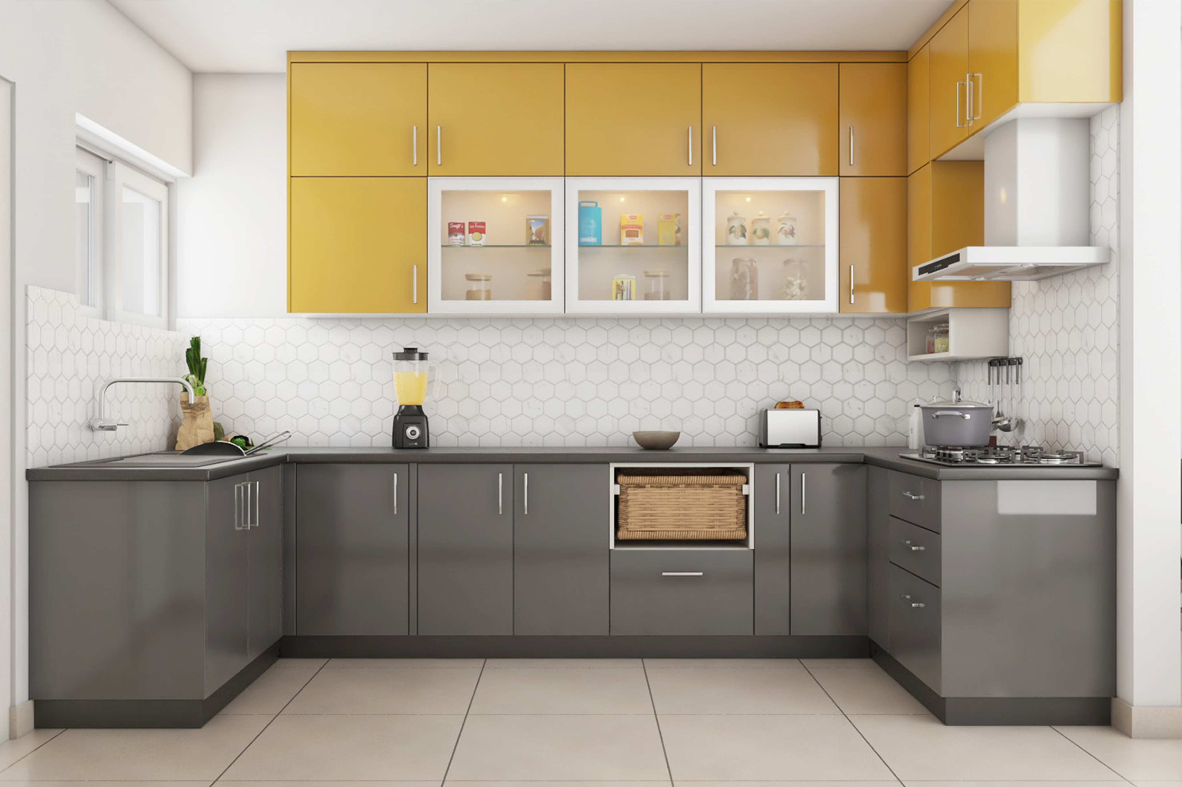 Modern Theme Spacious U-Shaped Kitchen Design