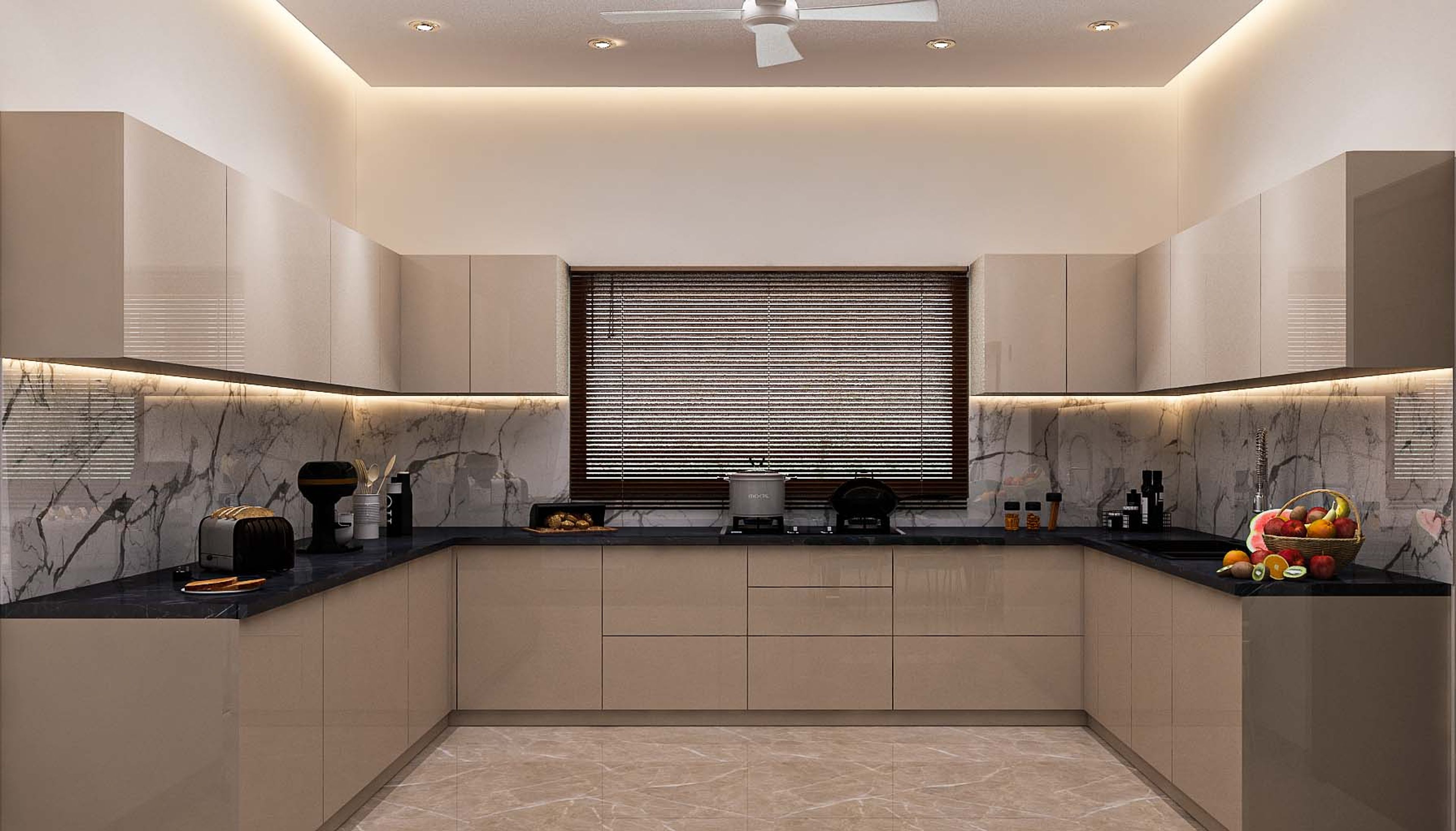 Contemporary U-Shaped Modular Kitchen Design