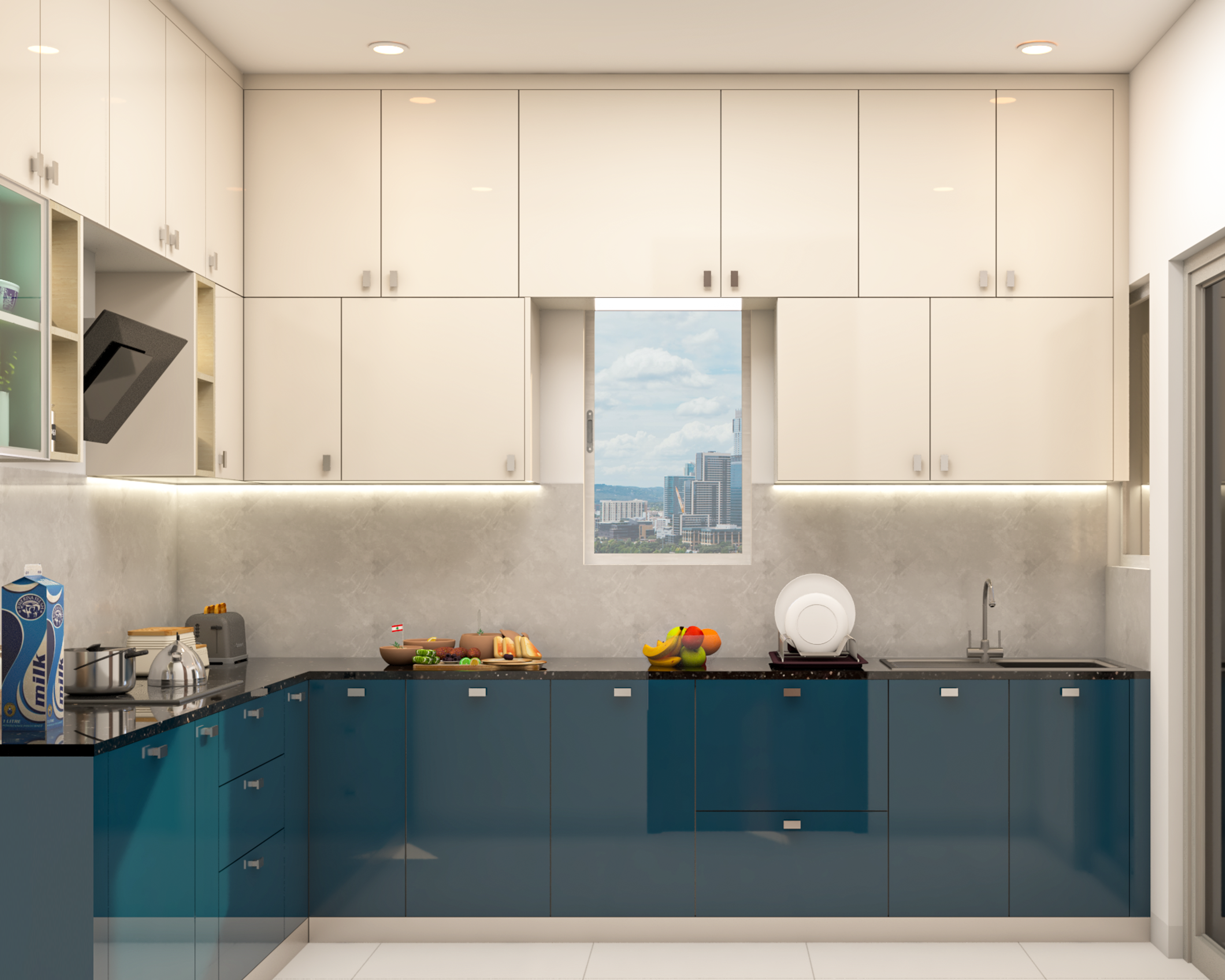 Modern Blue and White Kitchen Design